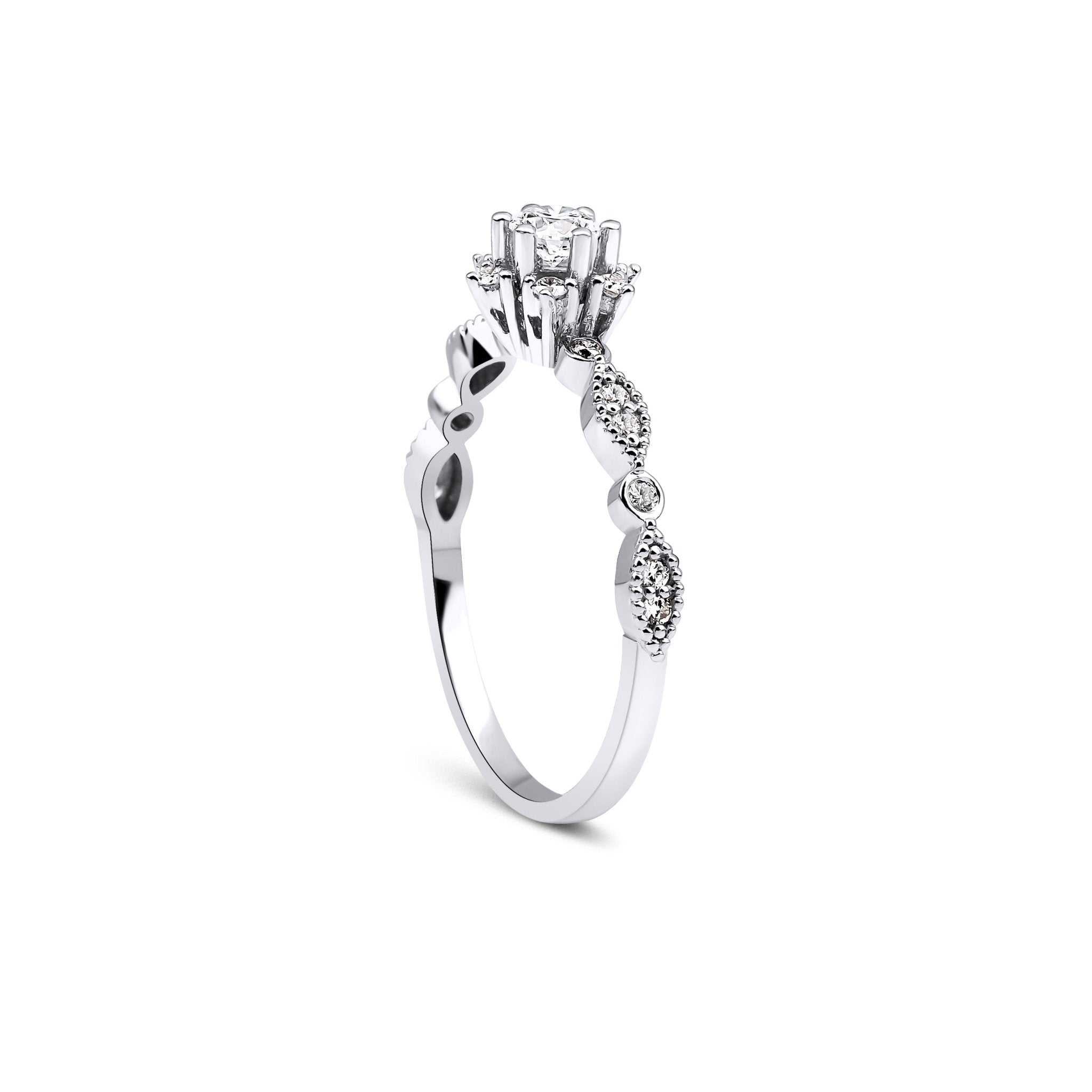 0.20 Karat Yuvarlak Merkez & 0.12 Karat Kenar Pırlanta Lotus Yüzük - RNF0918 | Tektaş Yüzükler | Ronaff Pırlanta | Tektaş Yüzük, Pırlanta Yüzük, Kolye, Küpe