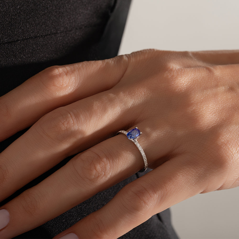 0.50 Karat Oval Safir & 0.20 Karat Yuvarlak Pırlanta Özel Tasarım Yüzük-RNF1270 | safir yüzükler | Ronaff Pırlanta | Tektaş Yüzük, Pırlanta Yüzük, Kolye, Küpe