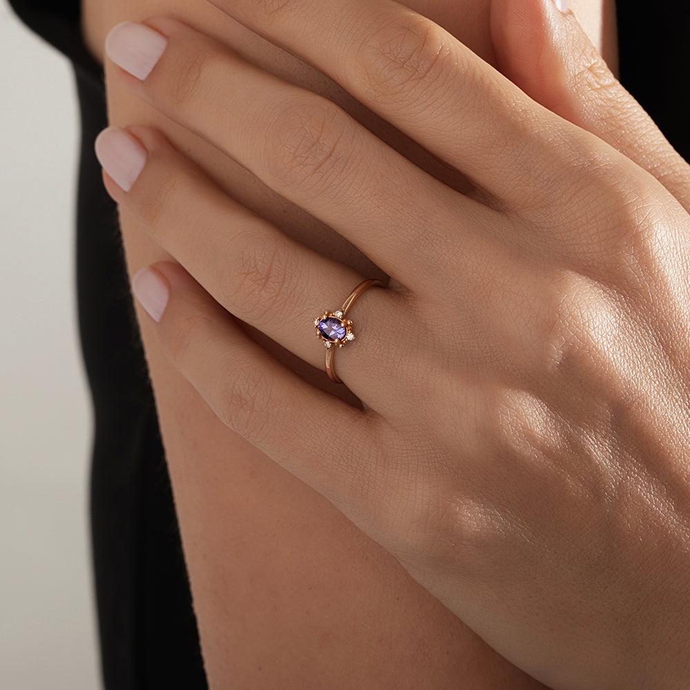 0.50 Karat Oval Tanzanit & 0.05 Karat Pırlanta Yüzük -RNF1303 | Renkli Taşlı Yüzükler | Ronaff Pırlanta | Tektaş Yüzük, Pırlanta Yüzük, Kolye, Küpe