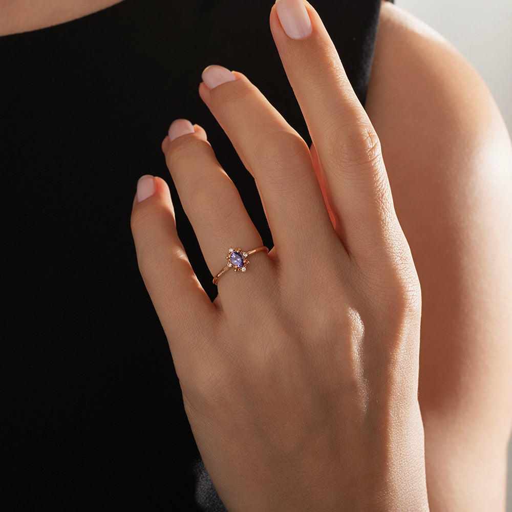 0.50 Karat Oval Tanzanit & 0.05 Karat Pırlanta Yüzük -RNF1303 | Renkli Taşlı Yüzükler | Ronaff Pırlanta | Tektaş Yüzük, Pırlanta Yüzük, Kolye, Küpe