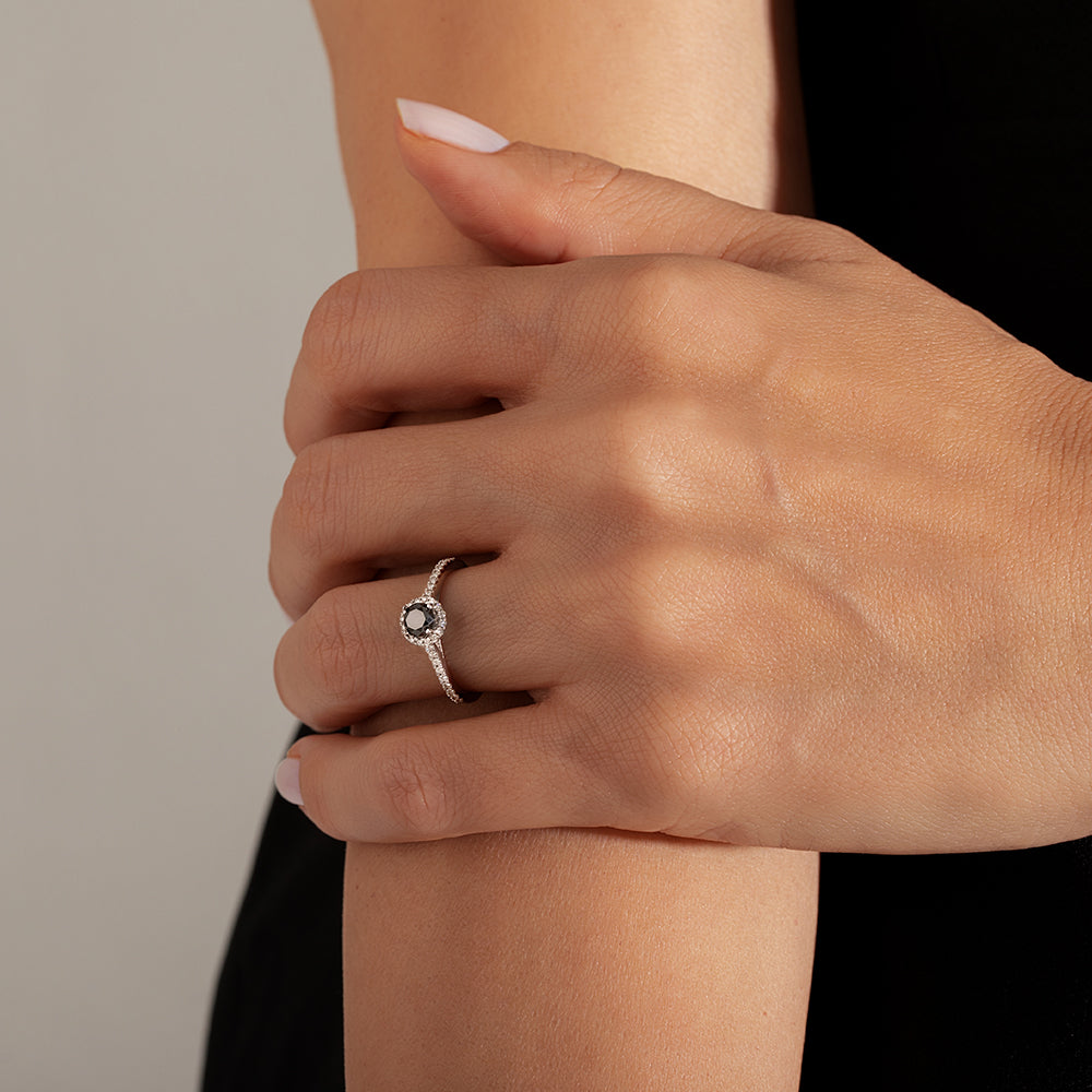 0.50 Karat Siyah & 0.20 Karat Pırlanta Tektaş Yüzük-RNF1267 | Pırlanta Yüzük | Ronaff Pırlanta | Tektaş Yüzük, Pırlanta Yüzük, Kolye, Küpe