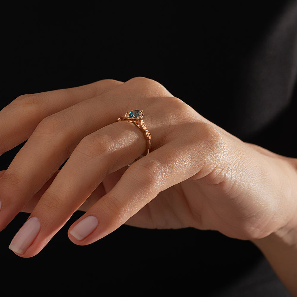 0.70 Karat London Blue Topaz & 0.15 Karat Pırlantalı Yüzük-RNF1277 | Pırlanta Yüzük | Ronaff Pırlanta | Tektaş Yüzük, Pırlanta Yüzük, Kolye, Küpe