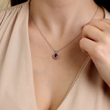 0.80 Karat Damla Yakut & 0.17 Karat Yuvarlak Kesim Pırlanta Kolye - RNF1030 | Renkli Taşlı Kolyeler | Ronaff Pırlanta | Tektaş Yüzük, Pırlanta Yüzük, Kolye, Küpe