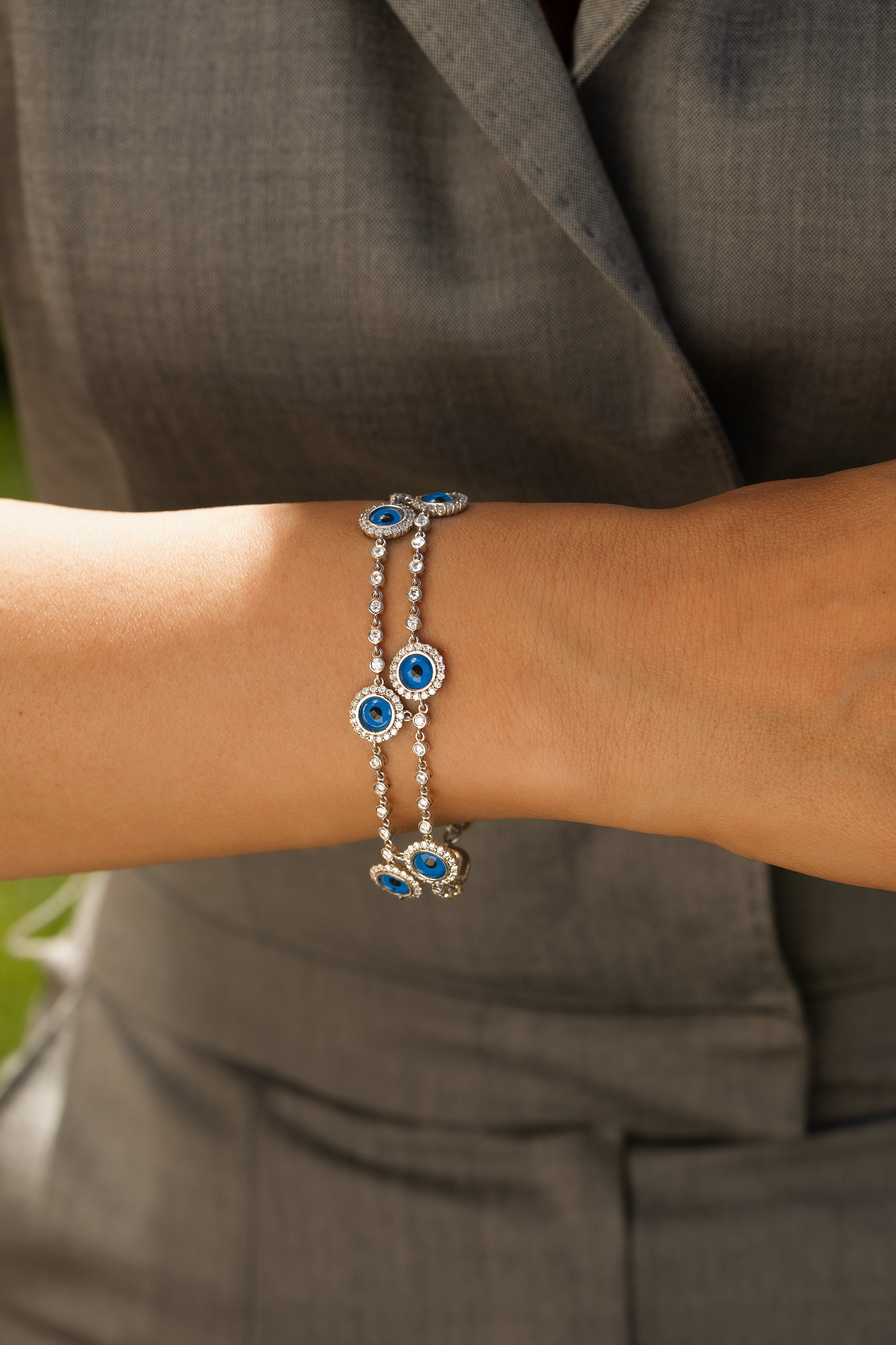2.95 Carat Evil Eyelu Diamond Bracelet