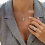 0.59 Karat Oval Baget Pırlanta Kolye RNF1512