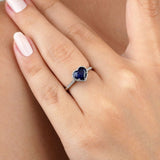 1.07 Karat Merkez Kalp Safir & 0.28 Karat Yuvarlak Kenar Pırlanta Özel Tasarım Kalpli Yüzük - RNF0932 | Renkli Taşlı Yüzükler | Ronaff Pırlanta | Tektaş Yüzük, Pırlanta Yüzük, Kolye, Küpe