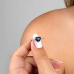 1.07 Karat Merkez Kalp Safir & 0.28 Karat Yuvarlak Kenar Pırlanta Özel Tasarım Kalpli Yüzük - RNF0932 | Renkli Taşlı Yüzükler | Ronaff Pırlanta | Tektaş Yüzük, Pırlanta Yüzük, Kolye, Küpe