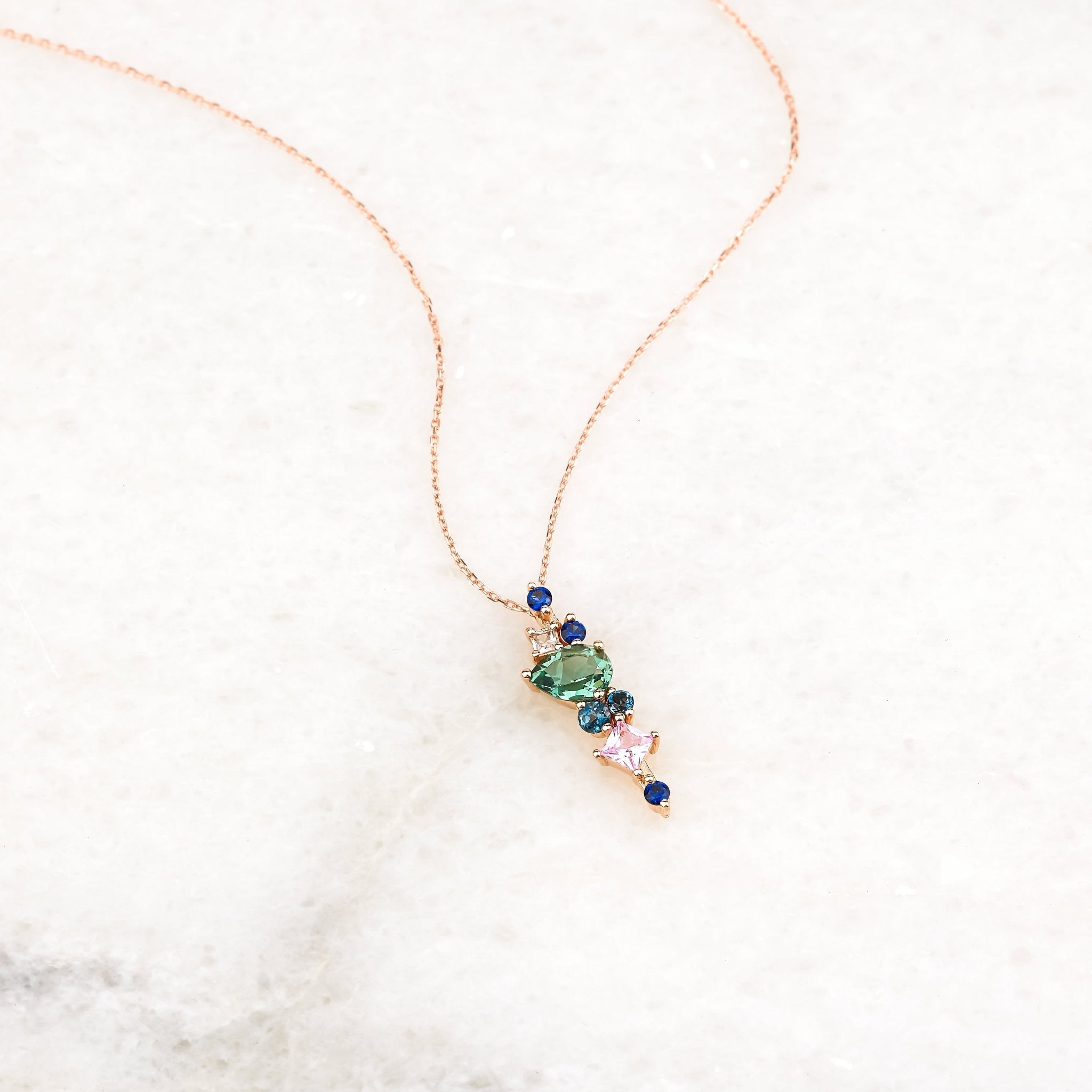 1.26 Karat Gökkuşağı Özel Tasarım Kolye - RNF0987 | Renkli Taşlı Kolyeler | Ronaff Pırlanta | Tektaş Yüzük, Pırlanta Yüzük, Kolye, Küpe