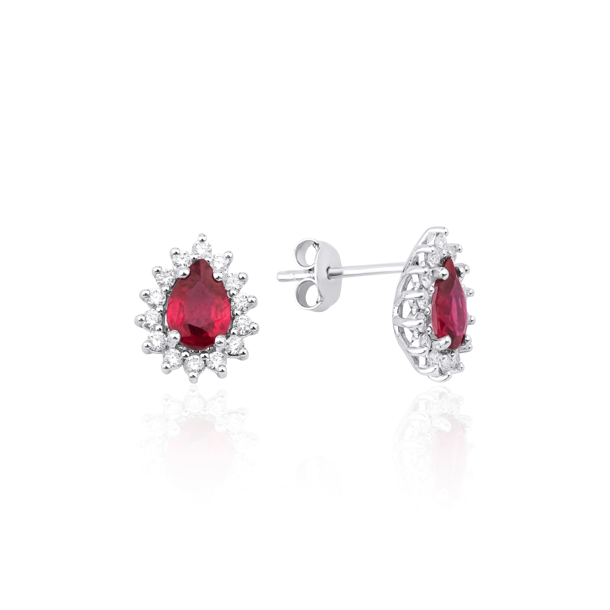 1.60 Karat Damla Yakut & 0.34 Karat Yuvarlak Kesim Pırlanta Küpe - RNF01029 | Renkli Taşlı Küpe | Ronaff Pırlanta | Tektaş Yüzük, Pırlanta Yüzük, Kolye, Küpe