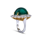 16.82 Karat Zümrüt Kapşon & 6.00 Karat Yuvarlak Pırlanta Özel Tasarım Yüzük - RNF0965 | Renkli Taşlı Yüzükler | Ronaff Pırlanta | Tektaş Yüzük, Pırlanta Yüzük, Kolye, Küpe