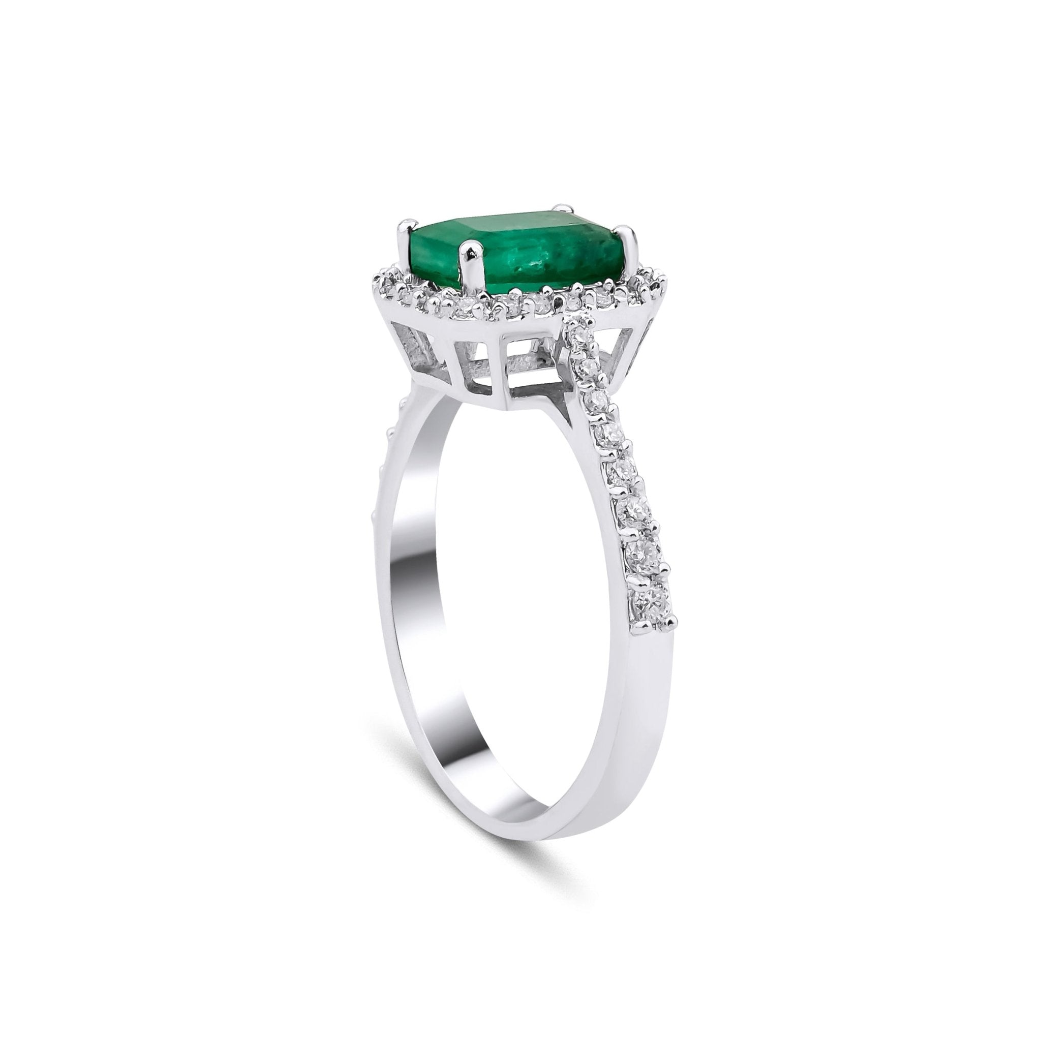 1.80 Karat Baget Zümrüt & 0.30 Karat Yuvarlak Kesim Pırlanta Yüzük - RNF1033 | Renkli Taşlı Kolyeler | Ronaff Pırlanta | Tektaş Yüzük, Pırlanta Yüzük, Kolye, Küpe