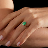 2.00 Karat Oval Zümrüt & 0.20 Karat Baget & 0.10 Karat Yuvarlak Pırlanta Renkli Yüzük-RNF1330 | Renkli Taşlı Yüzükler | Ronaff Pırlanta | Tektaş Yüzük, Pırlanta Yüzük, Kolye, Küpe