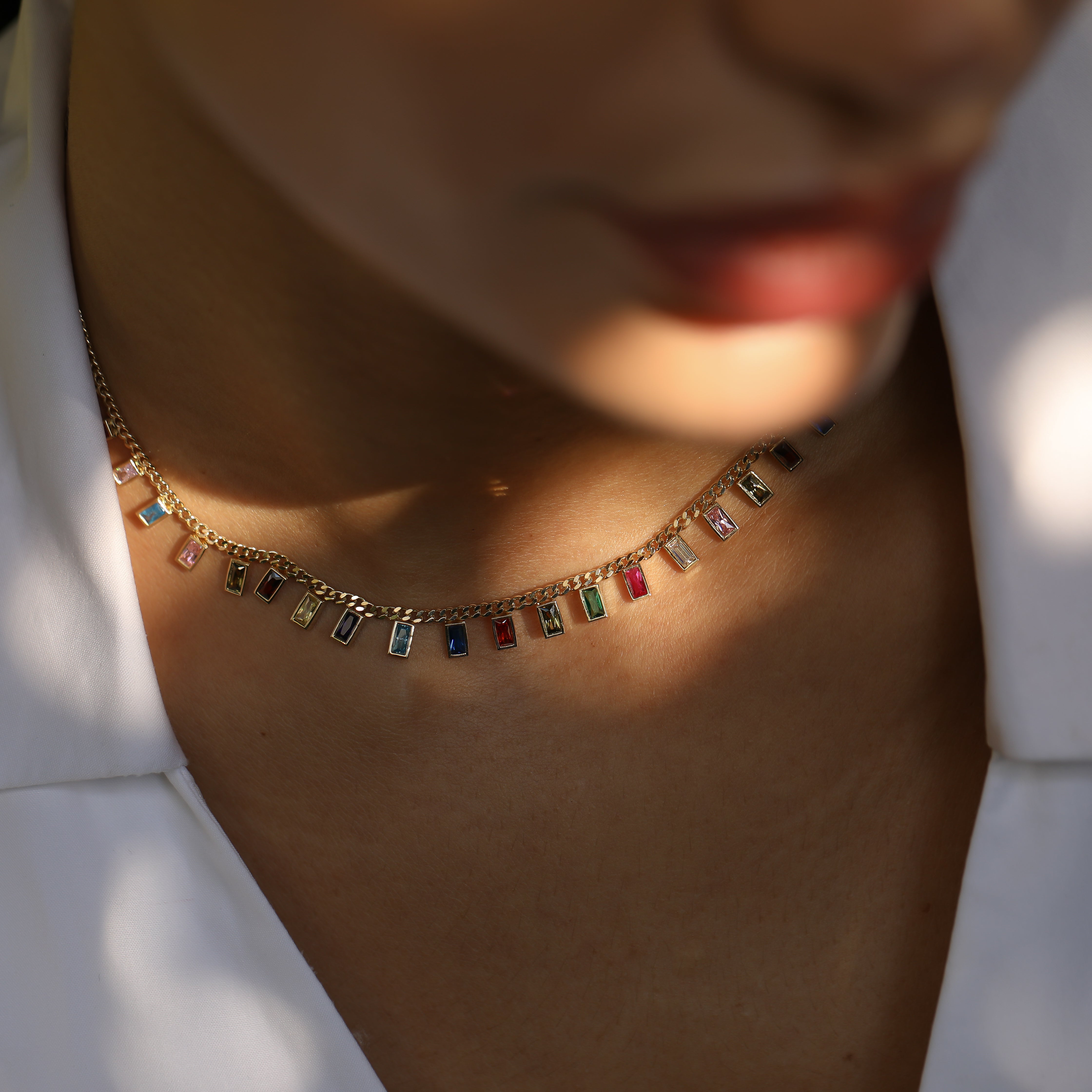 14 Ayar Altın Renkli Safir Dikdörtgen Taşlı Choker Kolye RG043 | altın | Ronaff Pırlanta | Tektaş Yüzük, Pırlanta Yüzük, Kolye, Küpe