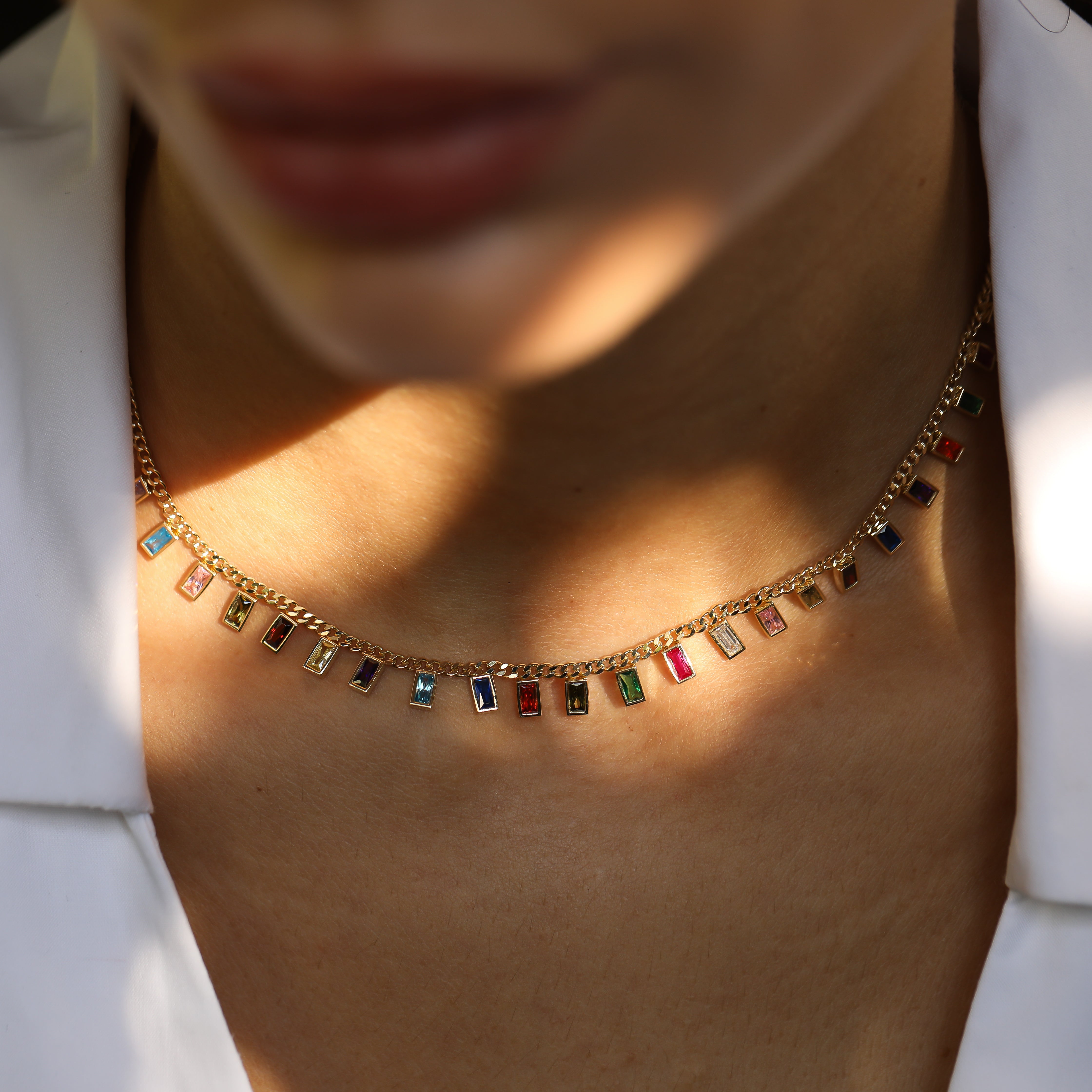 14 Ayar Altın Renkli Safir Dikdörtgen Taşlı Choker Kolye RG043 | altın | Ronaff Pırlanta | Tektaş Yüzük, Pırlanta Yüzük, Kolye, Küpe