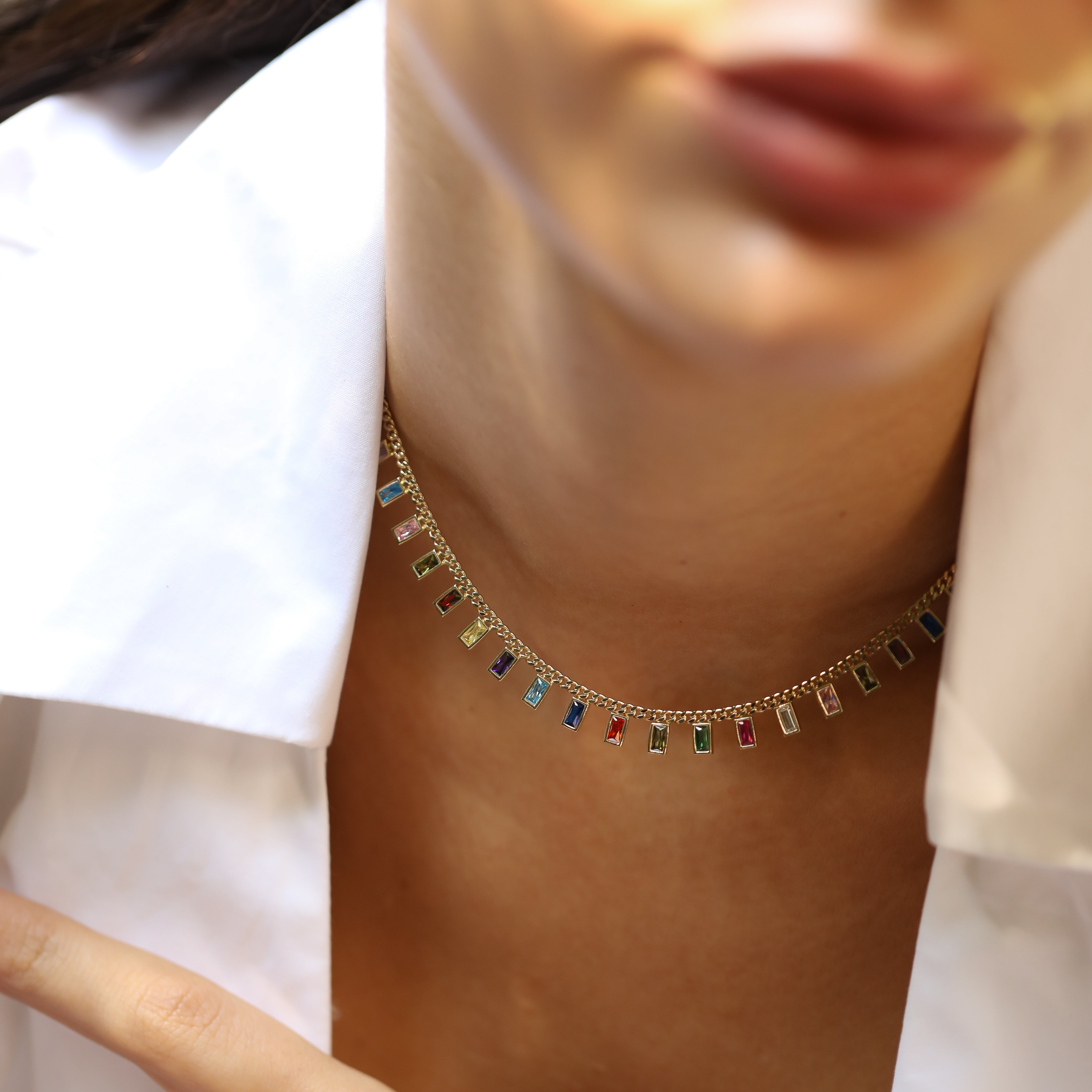 14 Ayar Altın Renkli Safir Dikdörtgen Taşlı Choker Kolye RG043 | altın | Ronaff Pırlanta | Tektaş Yüzük, Pırlanta Yüzük, Kolye, Küpe