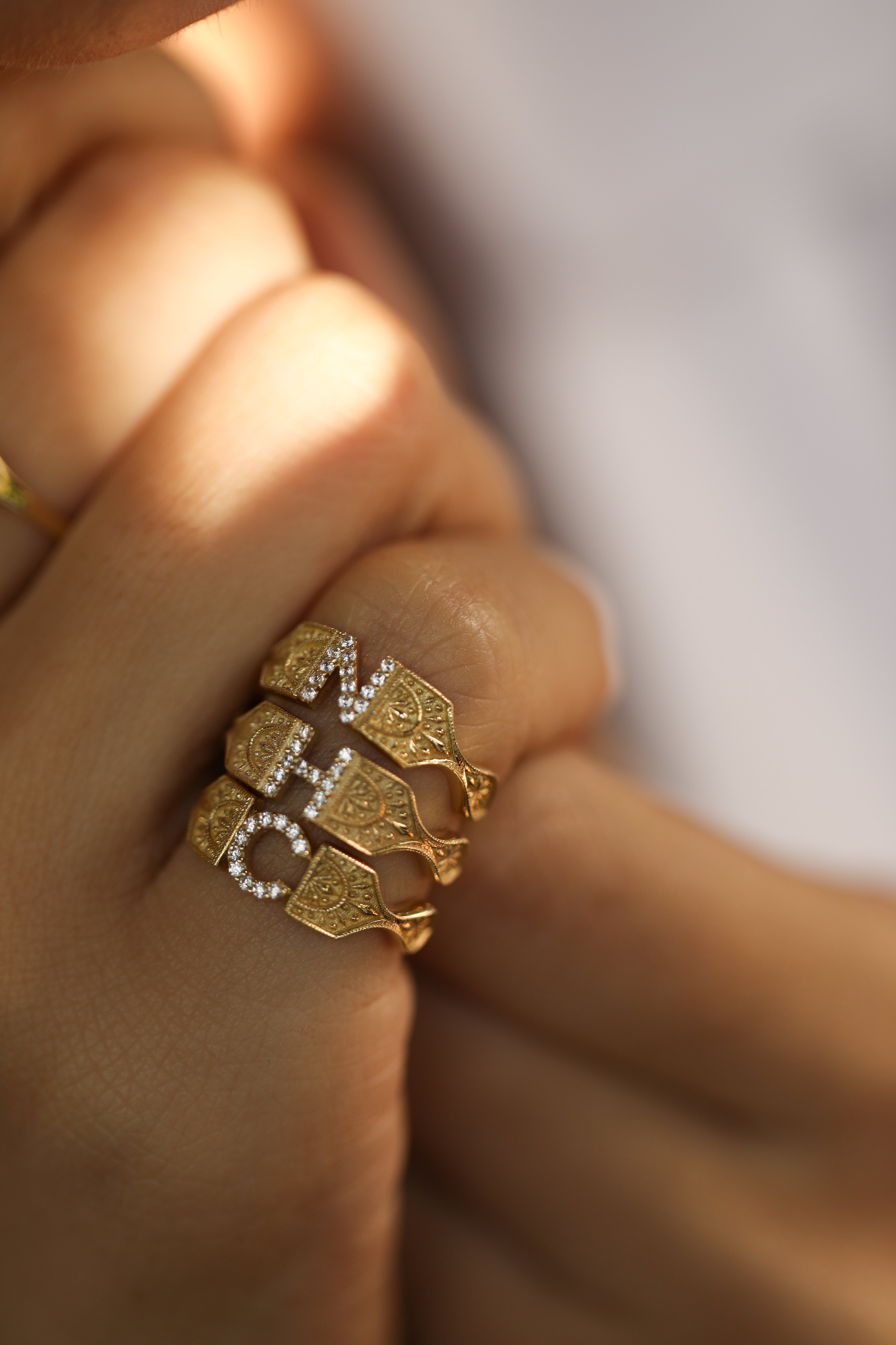 14 Ayar Vintage N Harf Pırlanta Yüzük RG044 | altın | Ronaff Pırlanta | Tektaş Yüzük, Pırlanta Yüzük, Kolye, Küpe