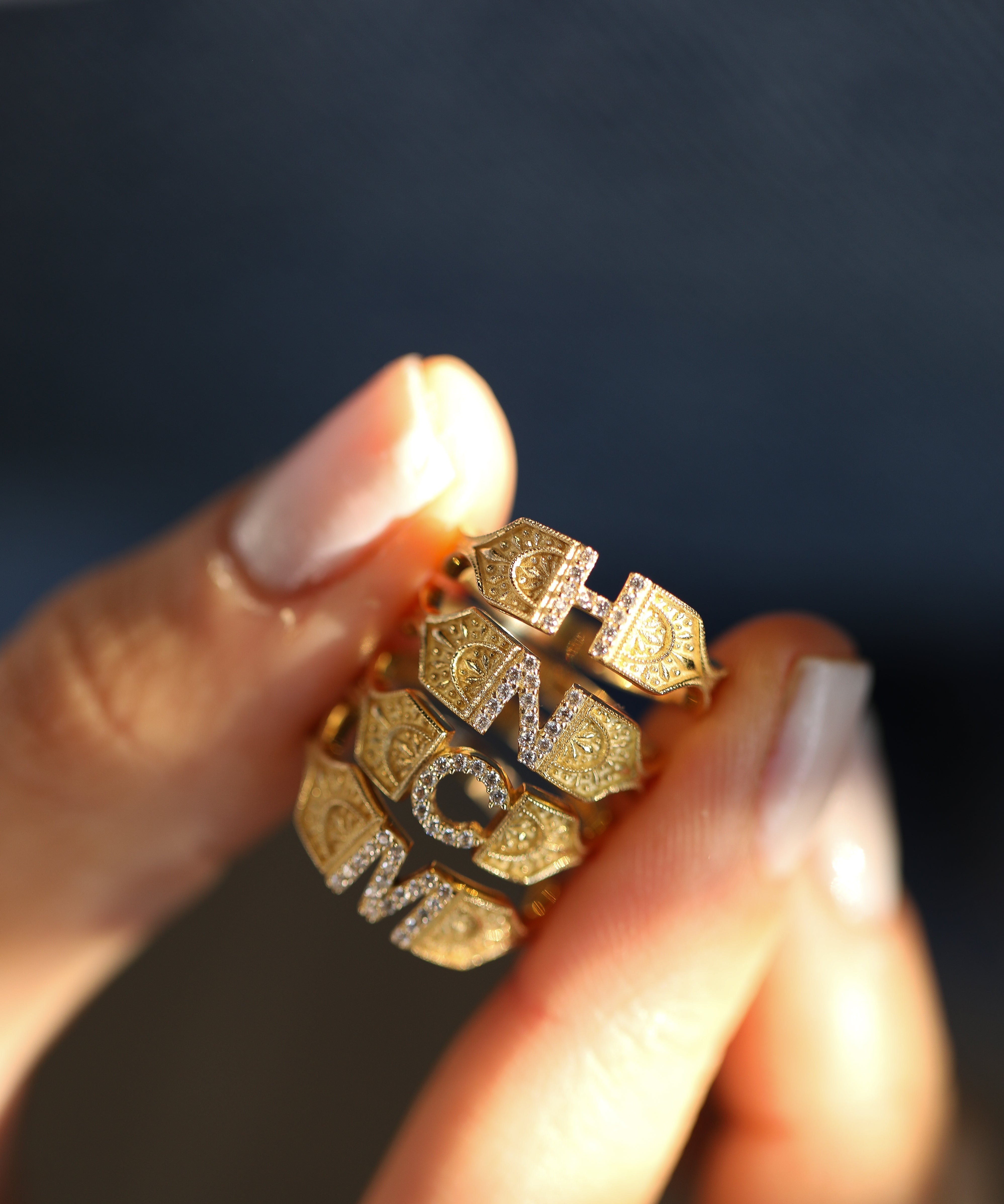 14 Ayar Vintage N Harf Pırlanta Yüzük RG044 | altın | Ronaff Pırlanta | Tektaş Yüzük, Pırlanta Yüzük, Kolye, Küpe