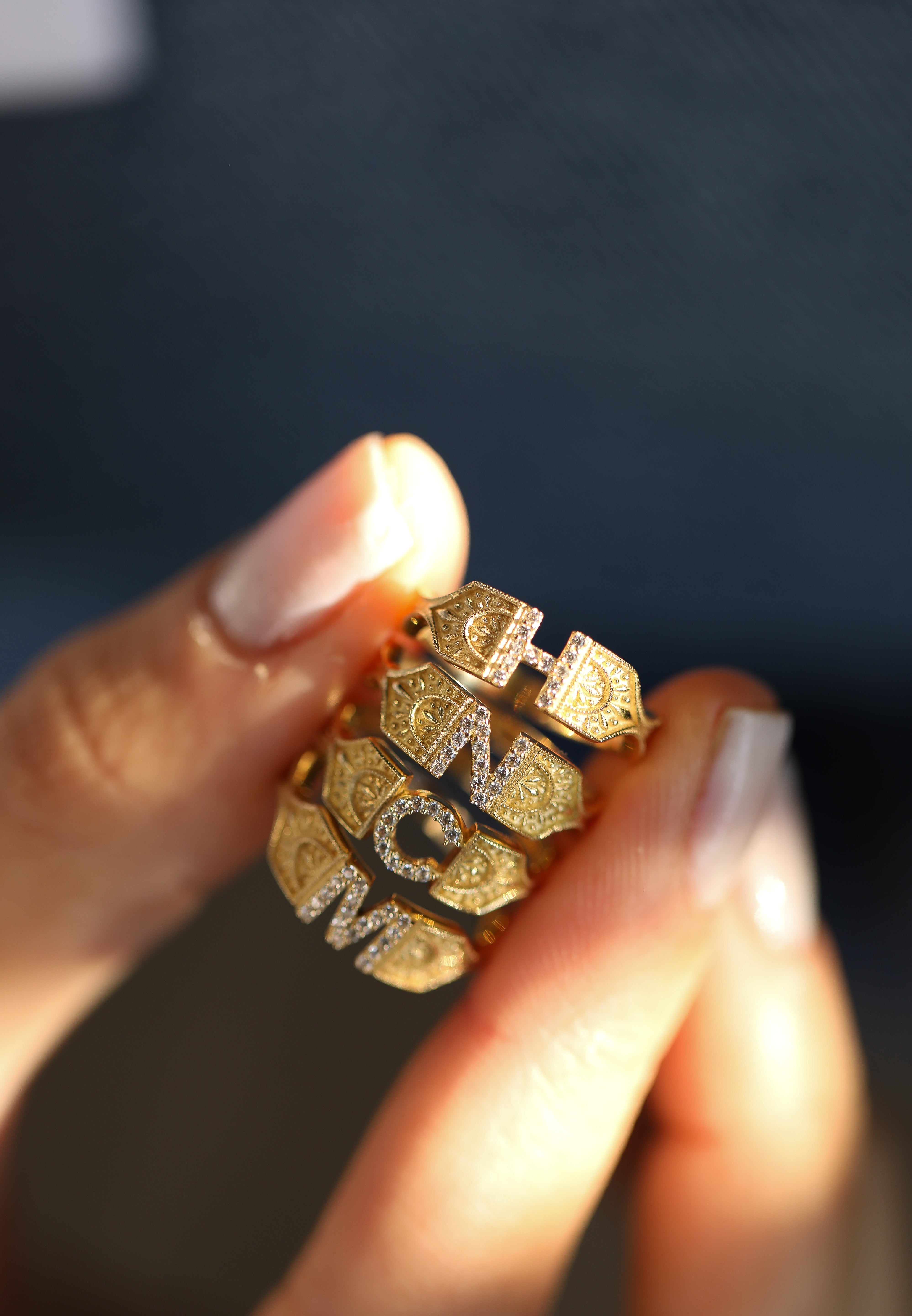 14 Ayar Vintage N Harf Pırlanta Yüzük RG044 | altın | Ronaff Pırlanta | Tektaş Yüzük, Pırlanta Yüzük, Kolye, Küpe