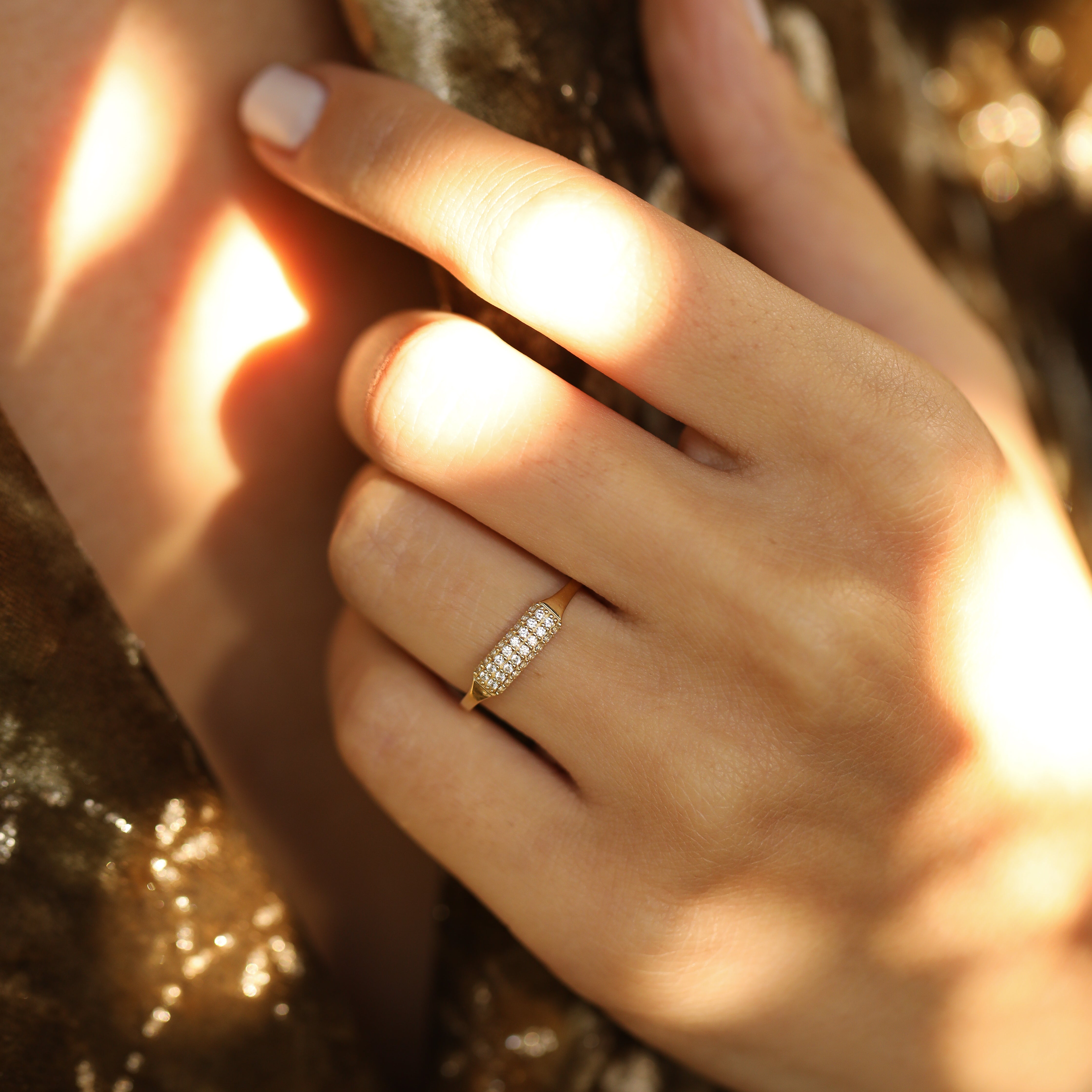 14 K Gold Row Diamond Ring