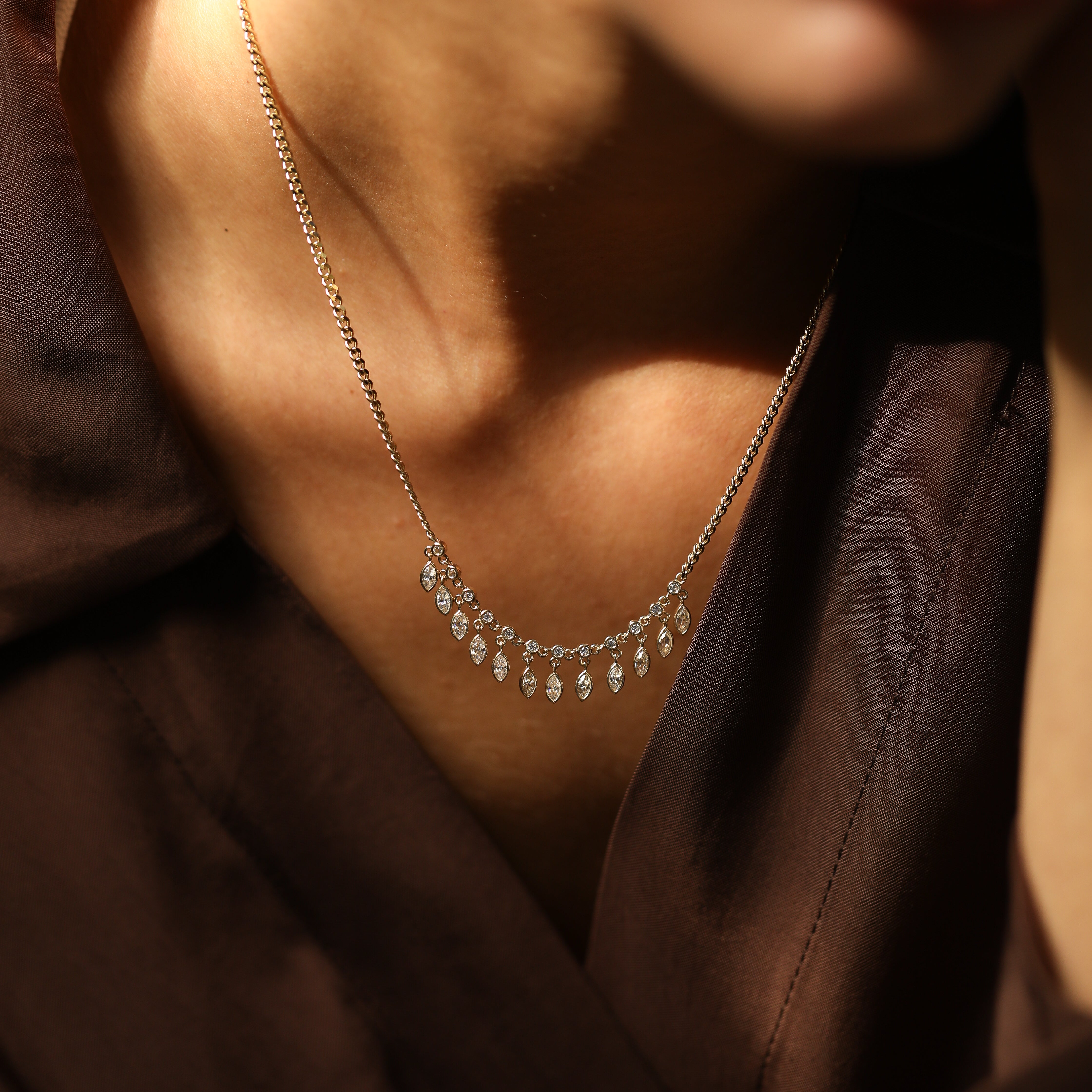 14 Ayar Markiz Kesim Taş Sallantılı Pırlanta Kolye RG045 | altın | Ronaff Pırlanta | Tektaş Yüzük, Pırlanta Yüzük, Kolye, Küpe