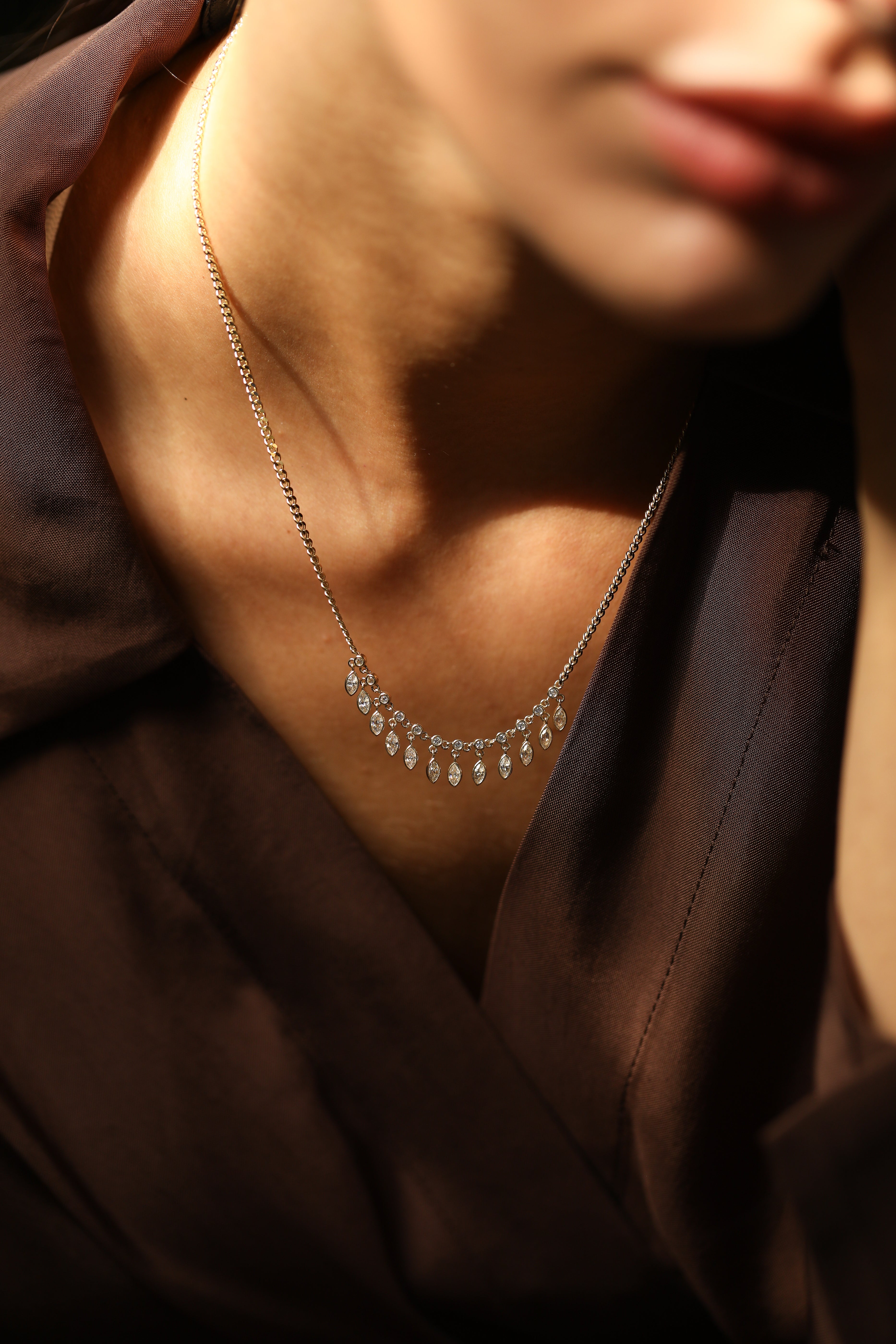 14 Ayar Markiz Kesim Taş Sallantılı Pırlanta Kolye RG045 | altın | Ronaff Pırlanta | Tektaş Yüzük, Pırlanta Yüzük, Kolye, Küpe