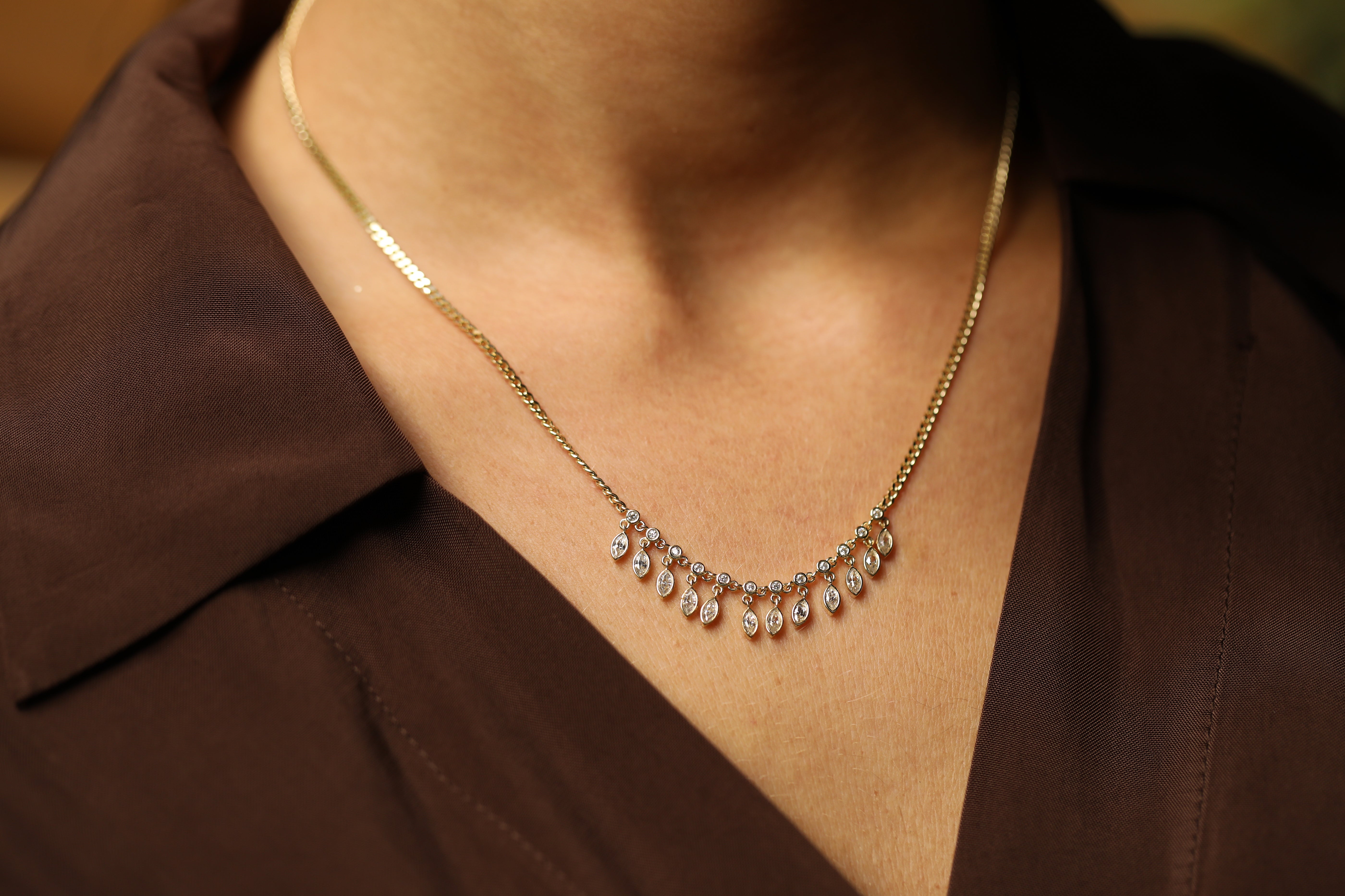 14 Ayar Markiz Kesim Taş Sallantılı Pırlanta Kolye RG045 | altın | Ronaff Pırlanta | Tektaş Yüzük, Pırlanta Yüzük, Kolye, Küpe