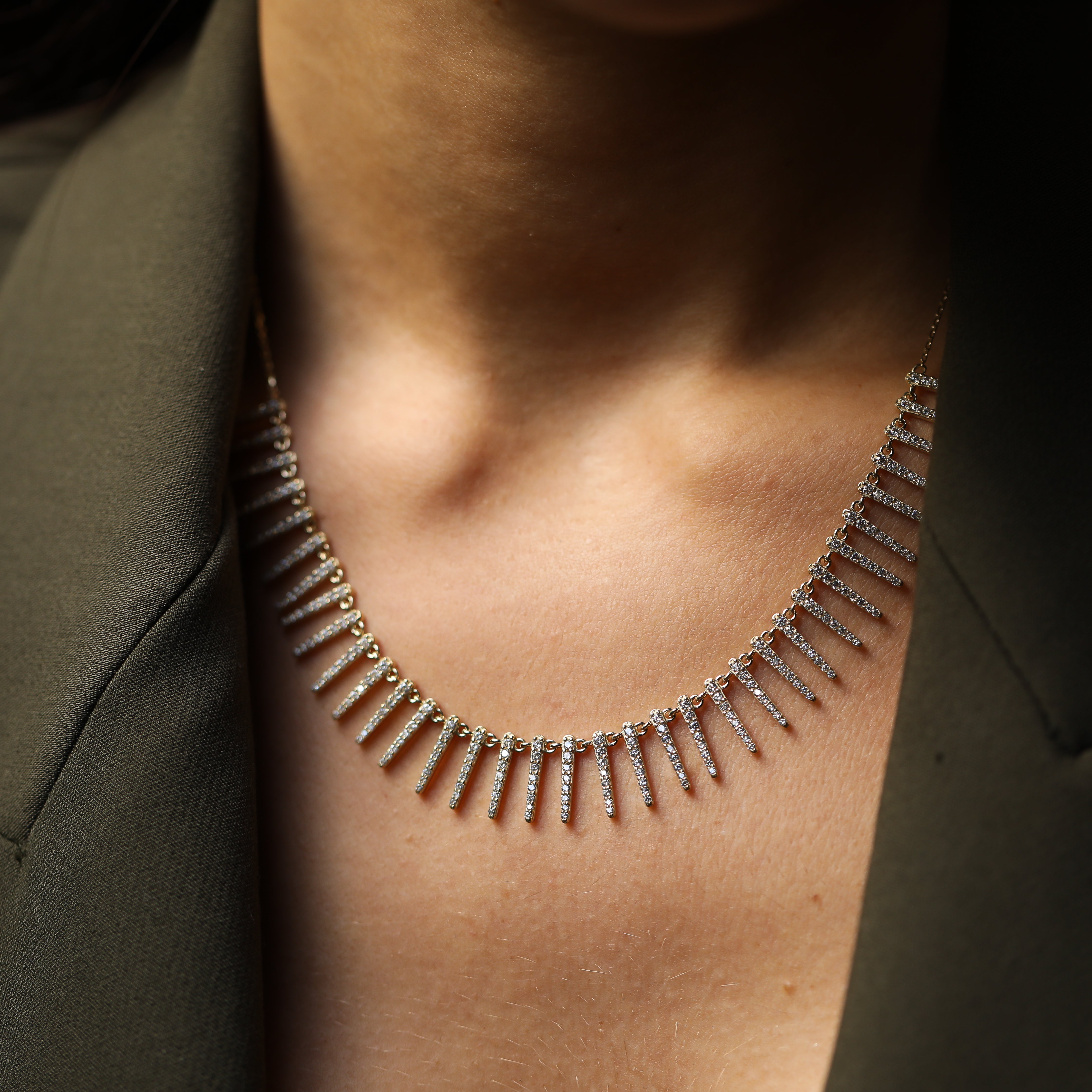 14 Ayar Altın Işıltılı Pırlanta Şerit Kolye RG050 | altın | Ronaff Pırlanta | Tektaş Yüzük, Pırlanta Yüzük, Kolye, Küpe