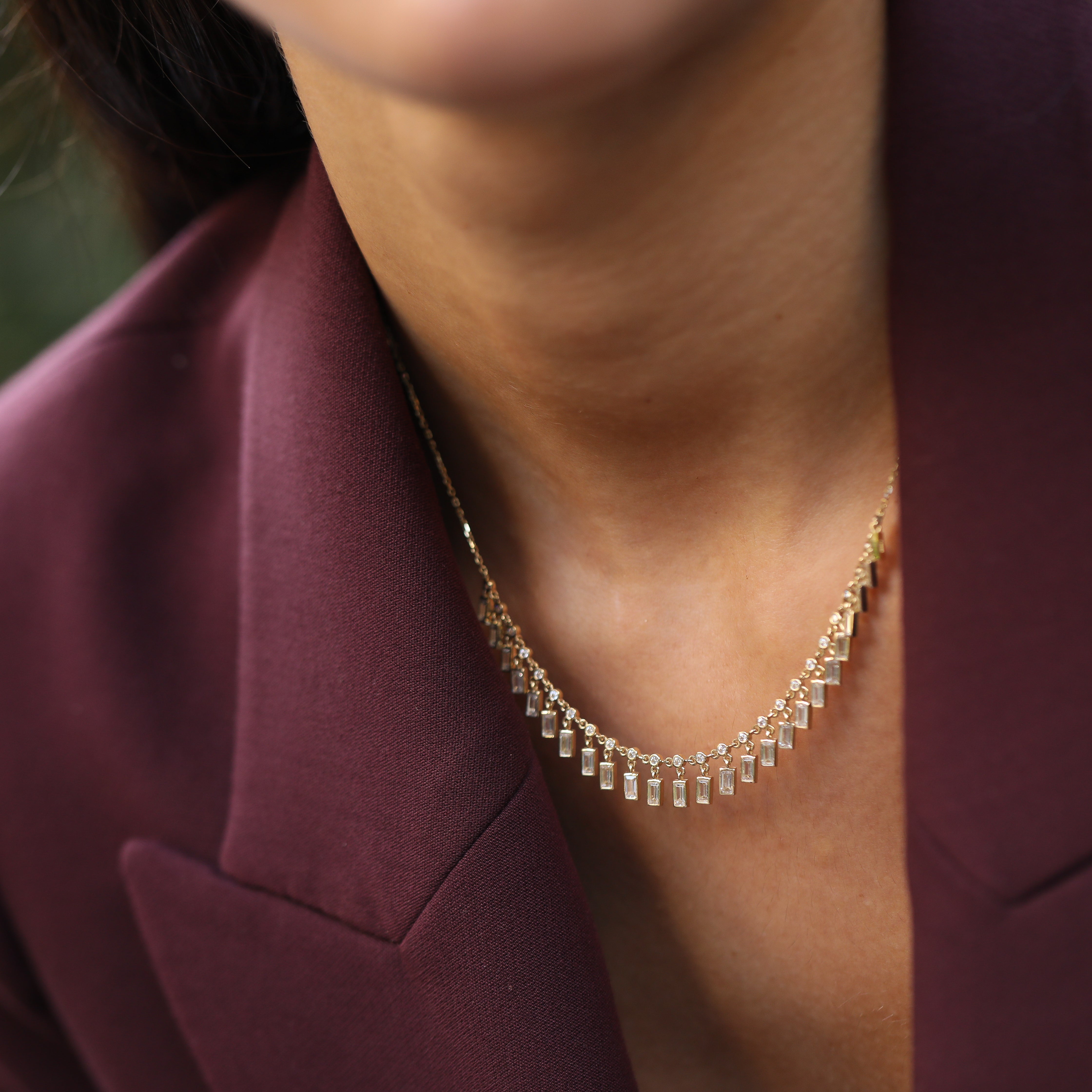 14 Ayar Altın Baget Pırlanta Uçlu Kolye RG0109 | Pırlanta Kolye | Ronaff Pırlanta | Tektaş Yüzük, Pırlanta Yüzük, Kolye, Küpe