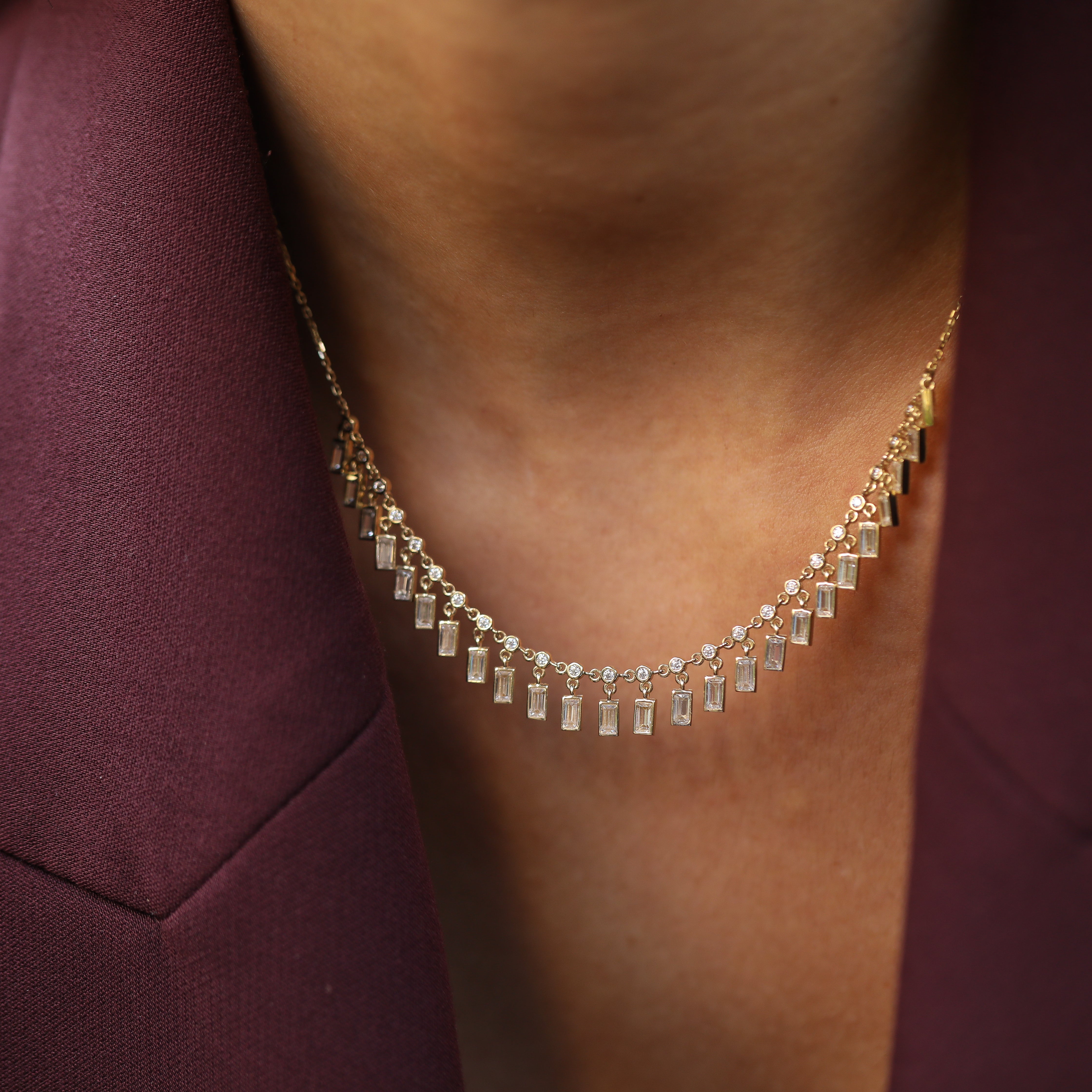 14 Ayar Altın Baget Pırlanta Uçlu Kolye RG0109 | Pırlanta Kolye | Ronaff Pırlanta | Tektaş Yüzük, Pırlanta Yüzük, Kolye, Küpe