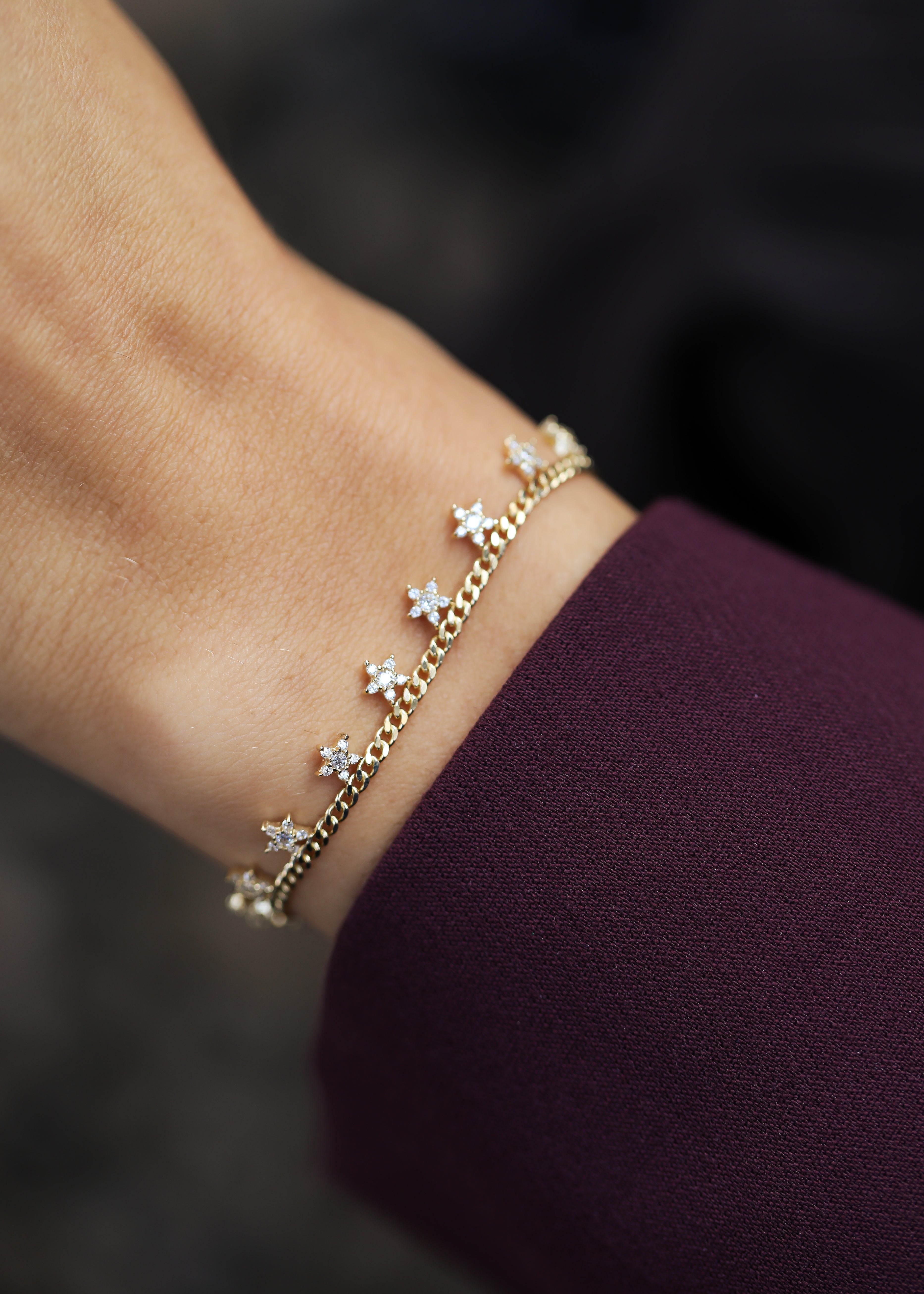 14 Ayar Altın Çiçek Sallantılı Pırlanta Bileklik RG054 | altın | Ronaff Pırlanta | Tektaş Yüzük, Pırlanta Yüzük, Kolye, Küpe