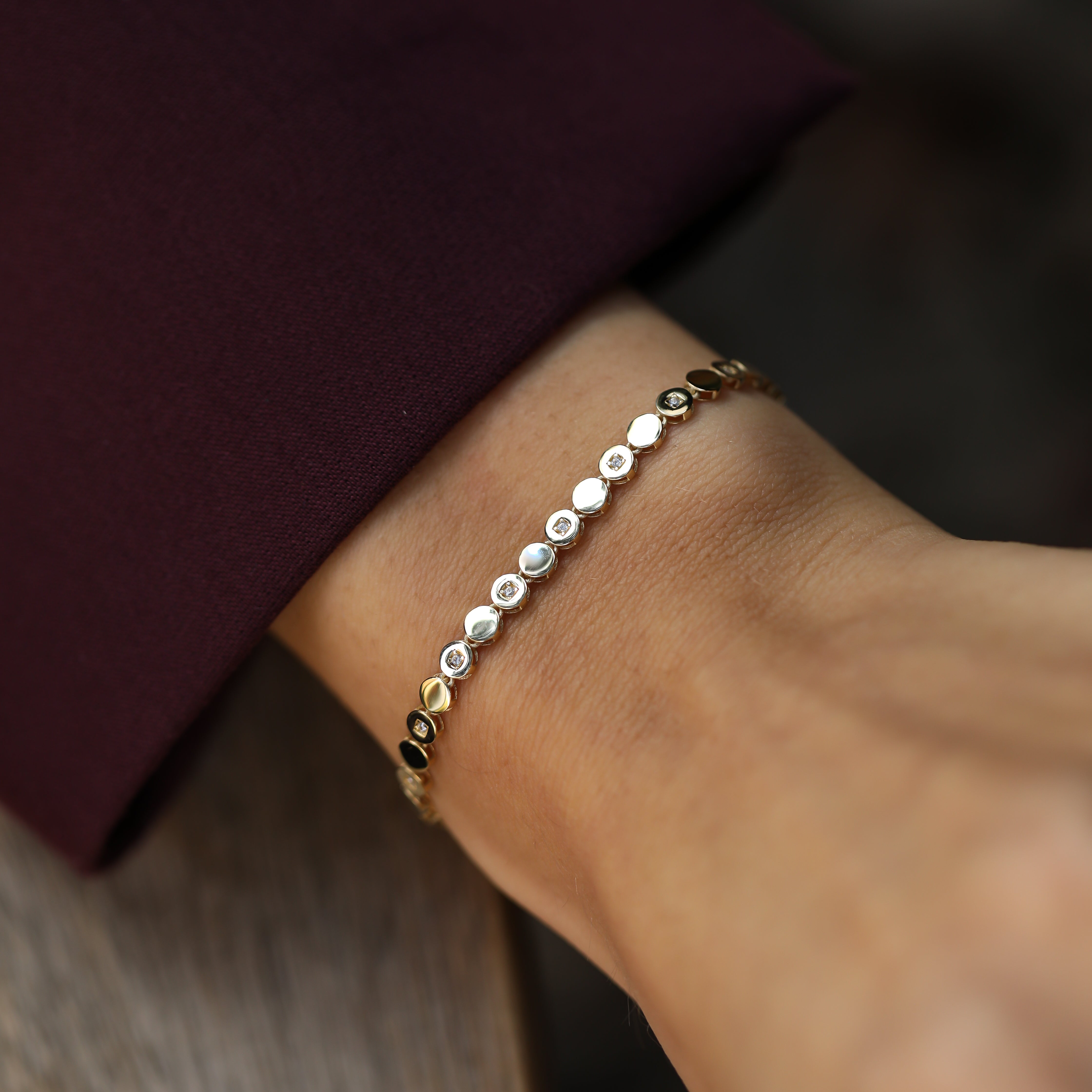 14 Ayar Altın Çoklu Daire Pırlanta Bileklik RG055 | altın | Ronaff Pırlanta | Tektaş Yüzük, Pırlanta Yüzük, Kolye, Küpe