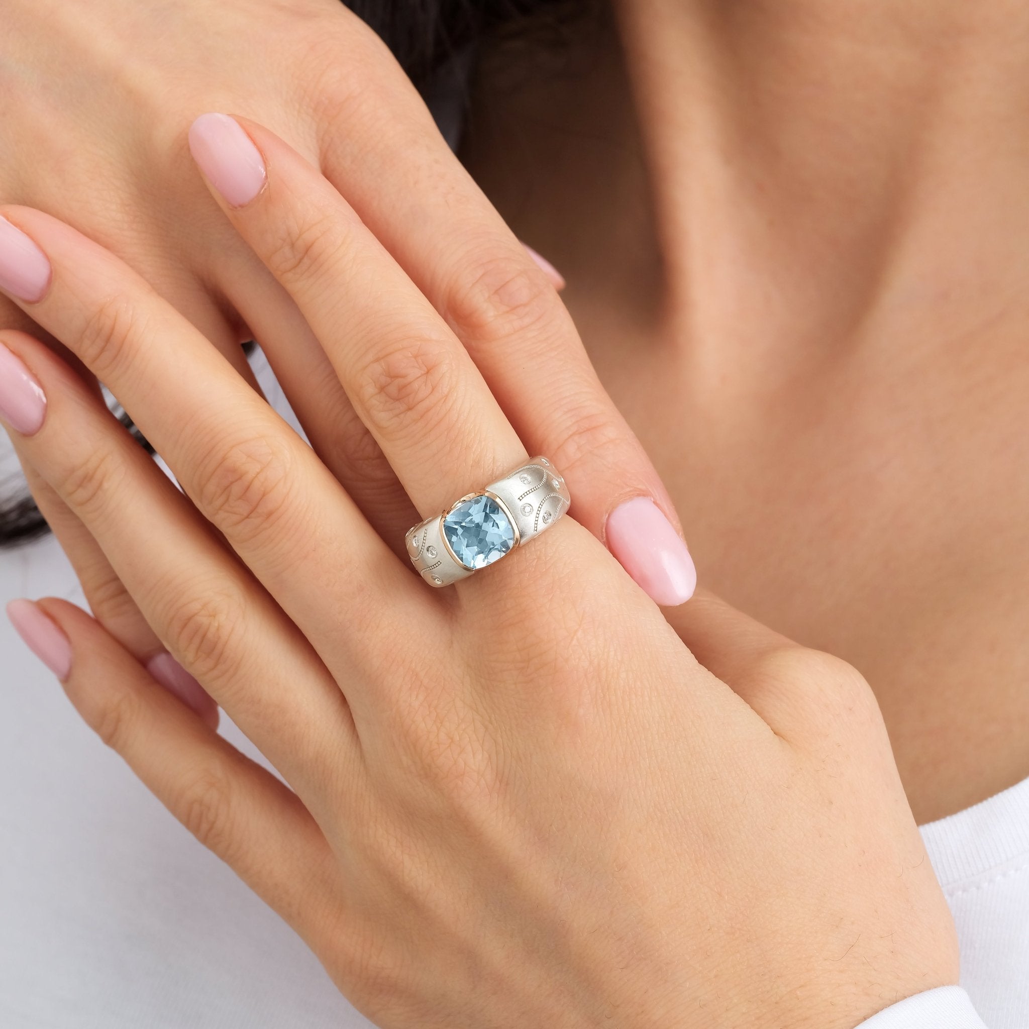 3.53 Karat Merkez Blue Topaz & 0.20 Karat Kenar Pırlanta Tasarım Yüzük - RNF0993 | Pırlanta Yüzük | Ronaff Pırlanta | Tektaş Yüzük, Pırlanta Yüzük, Kolye, Küpe