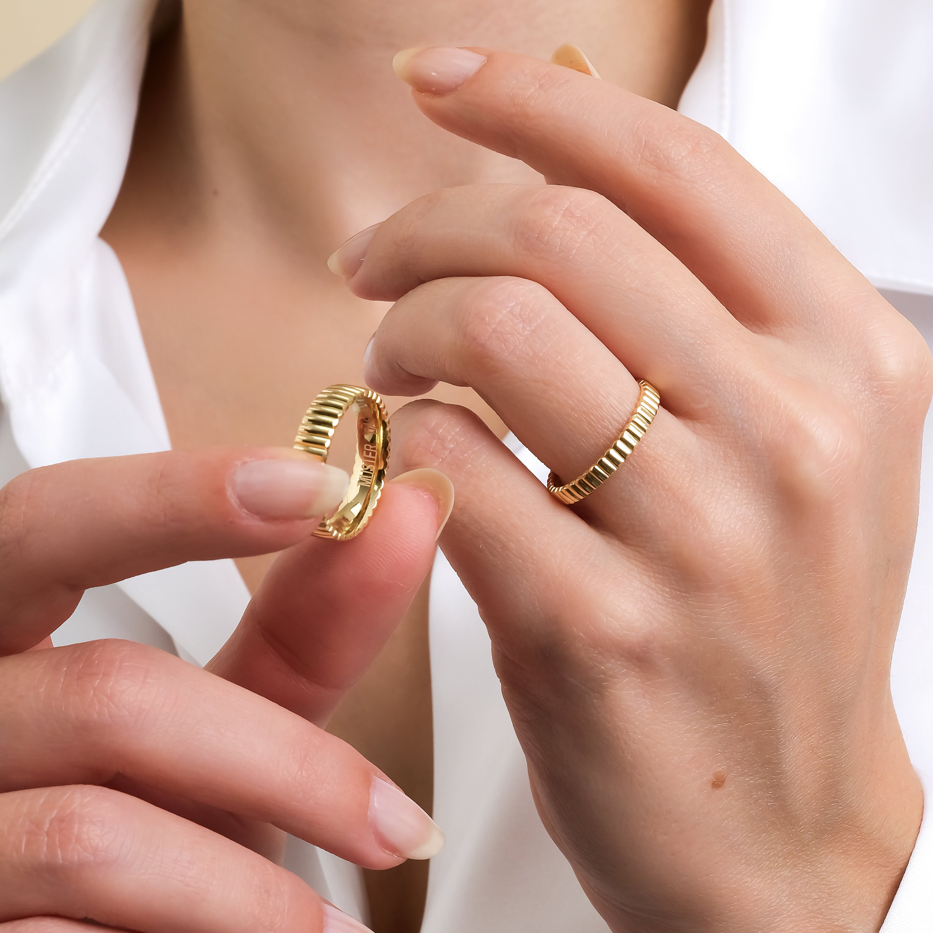 3 mm & 4 mm Çift Sarı Altın Bombeli Alyans - RNF1049 | Alyans | Ronaff Pırlanta | Tektaş Yüzük, Pırlanta Yüzük, Kolye, Küpe