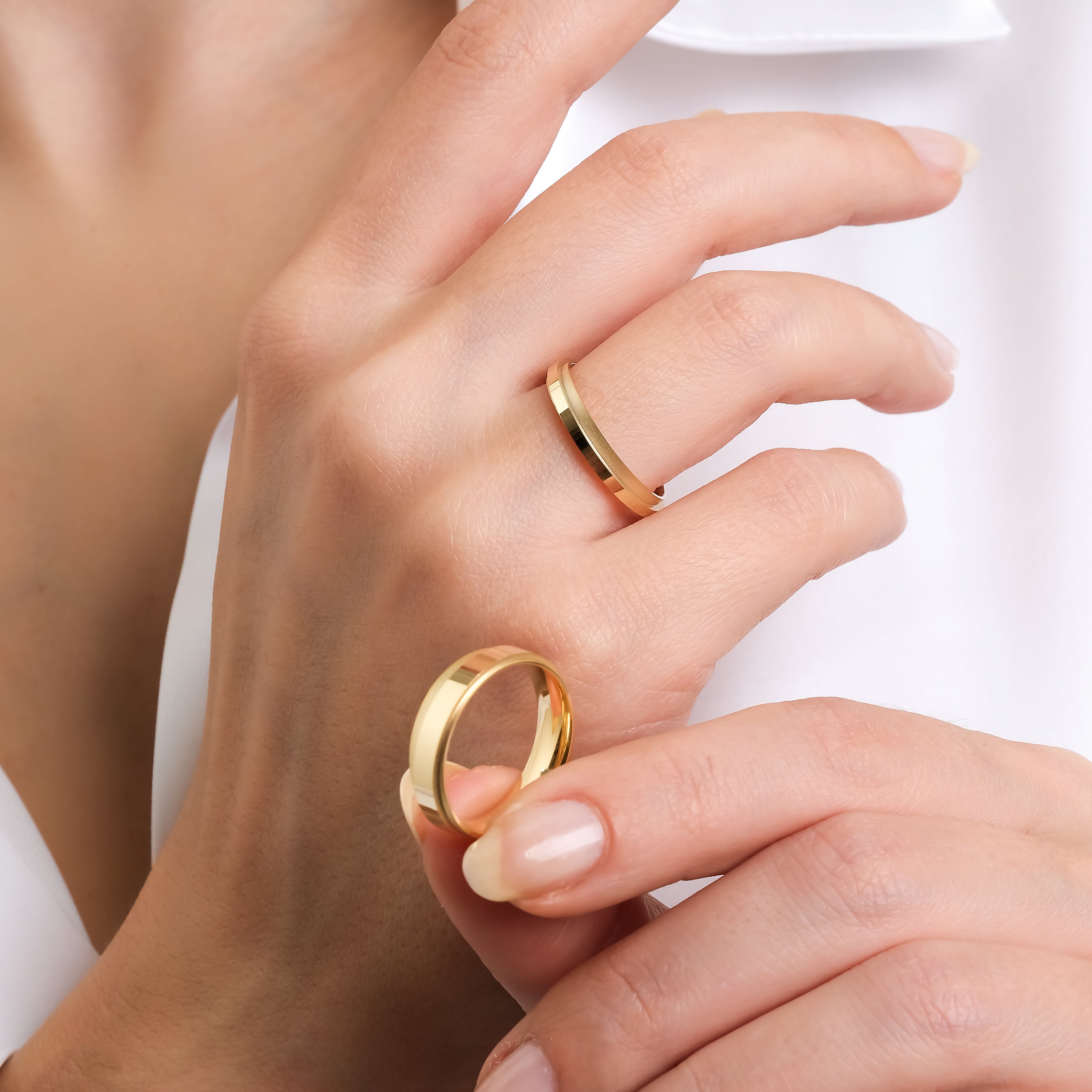 3 mm & 4 mm Çift Sarı Altın Bombeli Alyans - RNF1050 | Alyans | Ronaff Pırlanta | Tektaş Yüzük, Pırlanta Yüzük, Kolye, Küpe