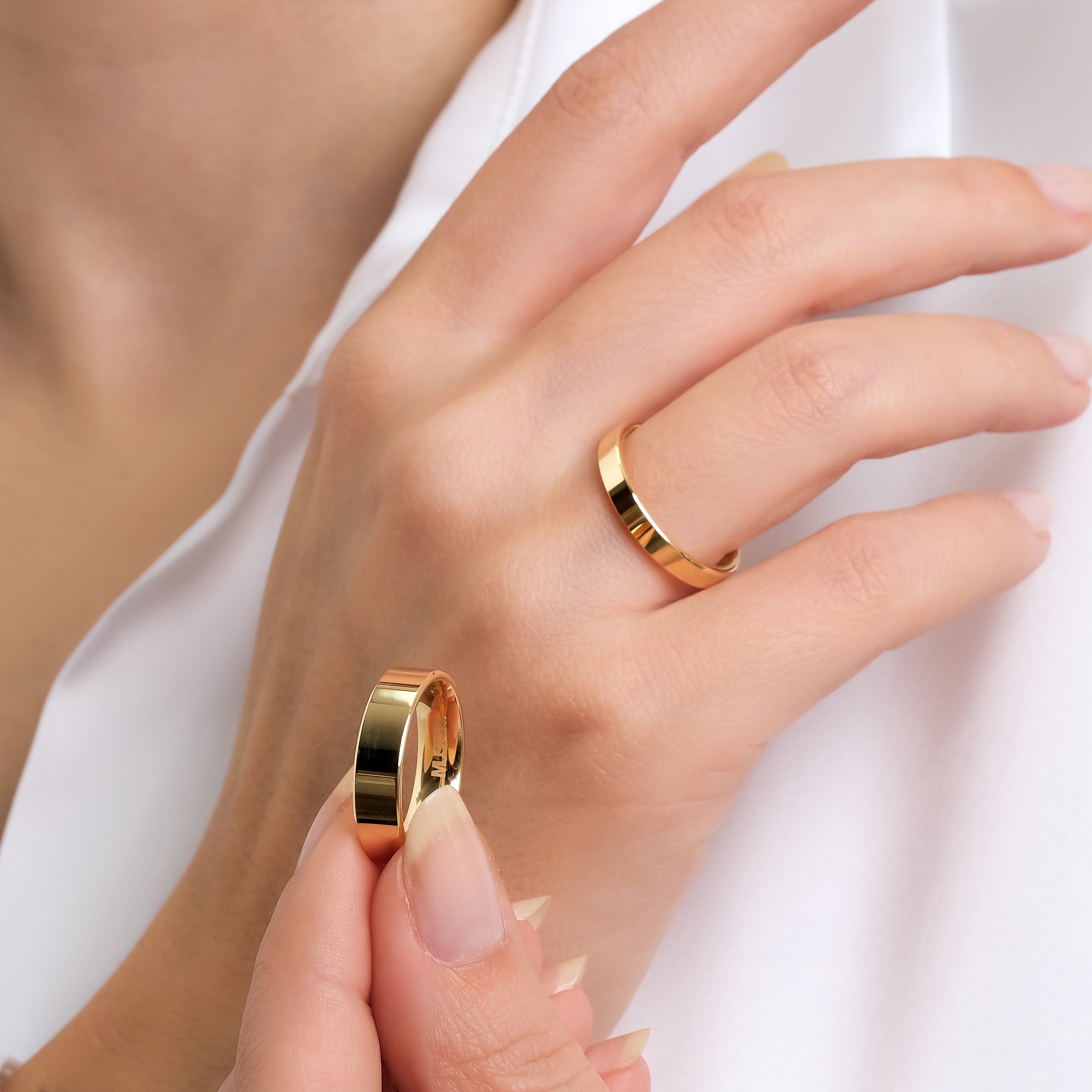 3 mm & 4 mm Çift Sarı Altın Düz Alyans - RNF0762 | Alyans | Ronaff Pırlanta | Tektaş Yüzük, Pırlanta Yüzük, Kolye, Küpe