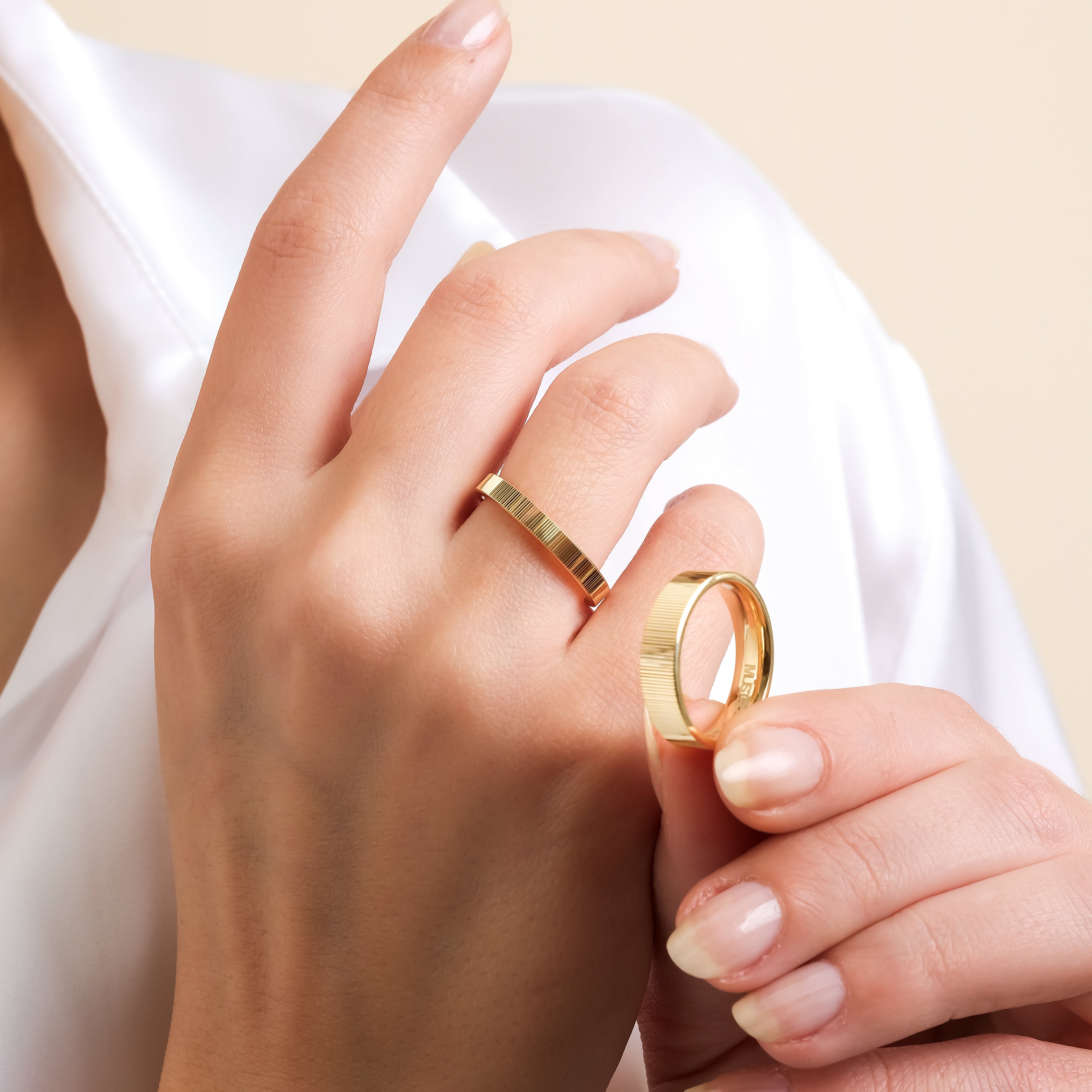 3 mm & 5 mm Çift Sarı Altın Düz Kesim Alyans - RNF1045 | Alyans | Ronaff Pırlanta | Tektaş Yüzük, Pırlanta Yüzük, Kolye, Küpe