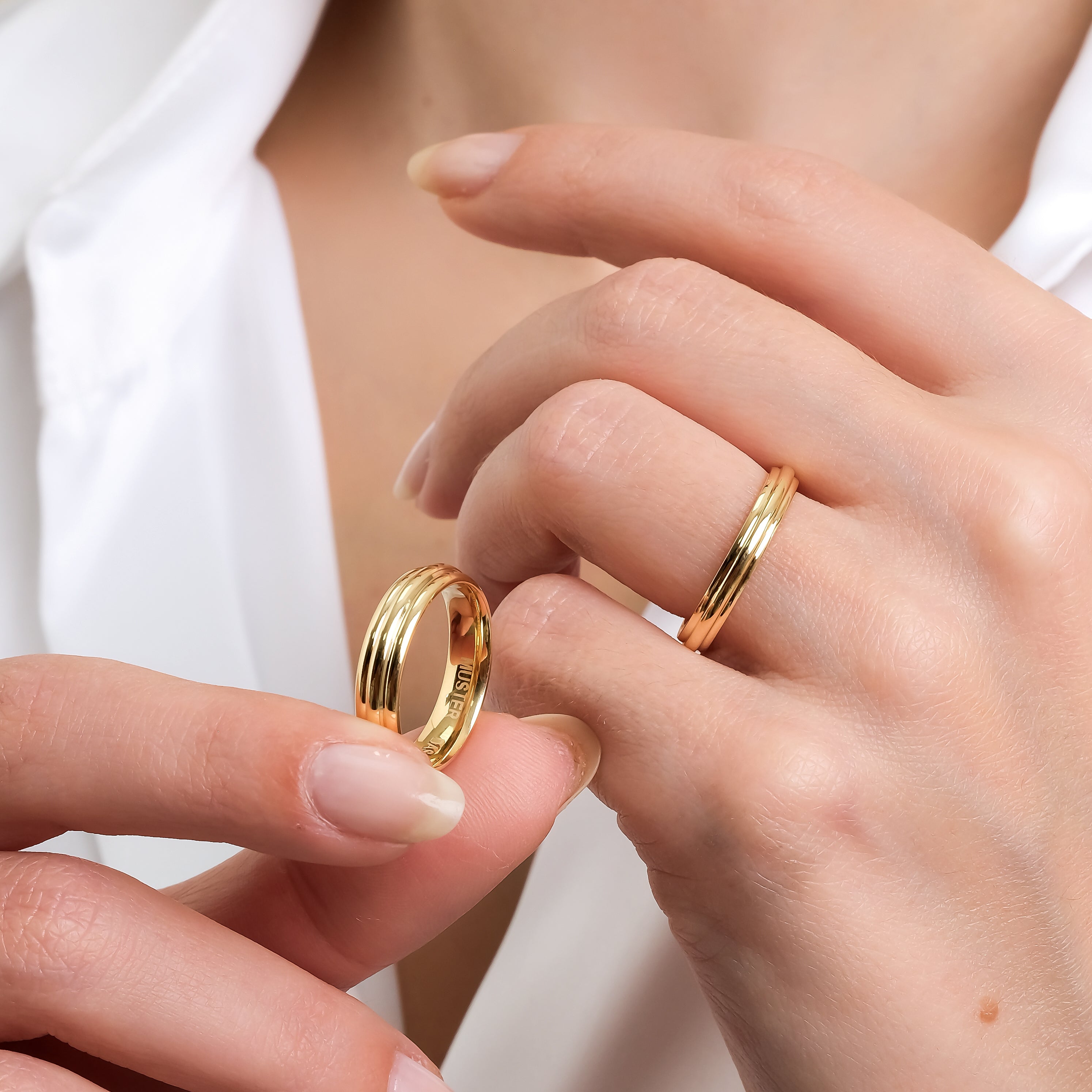 3 mm & 5 mm Çift Sarı Altın Bombeli Alyans - RNF1039 | Alyans | Ronaff Pırlanta | Tektaş Yüzük, Pırlanta Yüzük, Kolye, Küpe