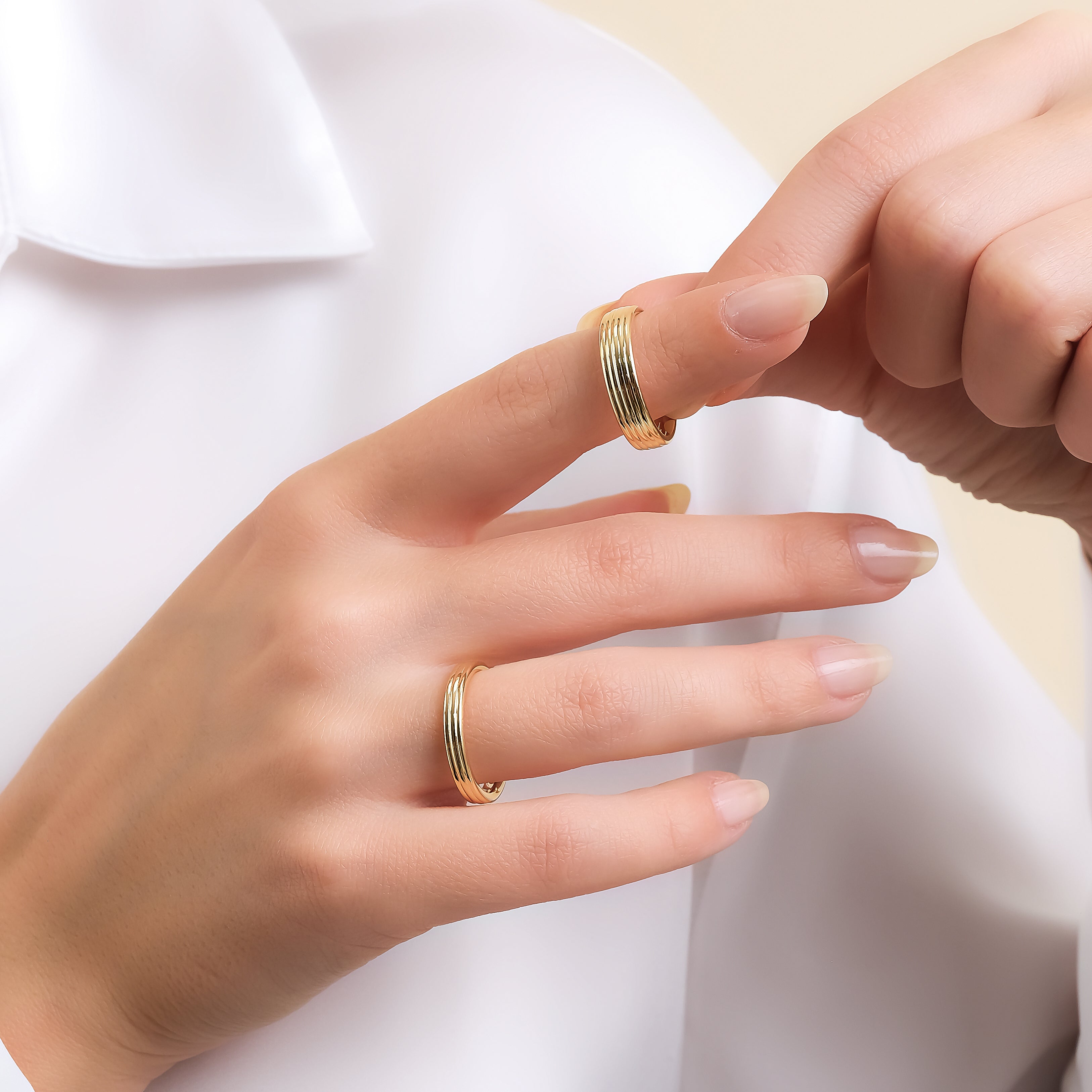 3 mm & 5 mm Çift Sarı Altın Bombeli Alyans - RNF1055 | Alyans | Ronaff Pırlanta | Tektaş Yüzük, Pırlanta Yüzük, Kolye, Küpe