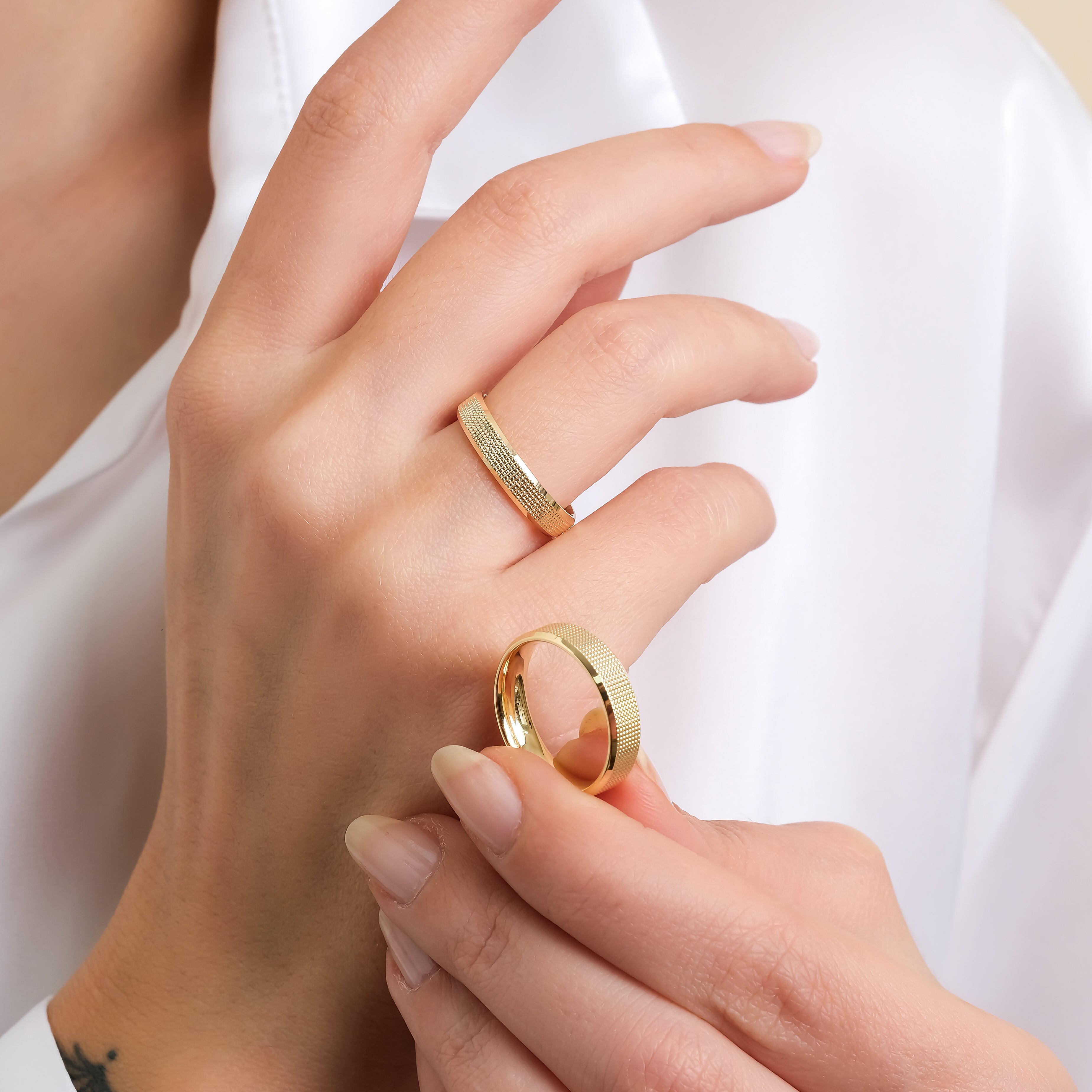 3 mm & 5 mm Çift Sarı Altın Bombeli Alyans - RNF1037 | Alyans | Ronaff Pırlanta | Tektaş Yüzük, Pırlanta Yüzük, Kolye, Küpe