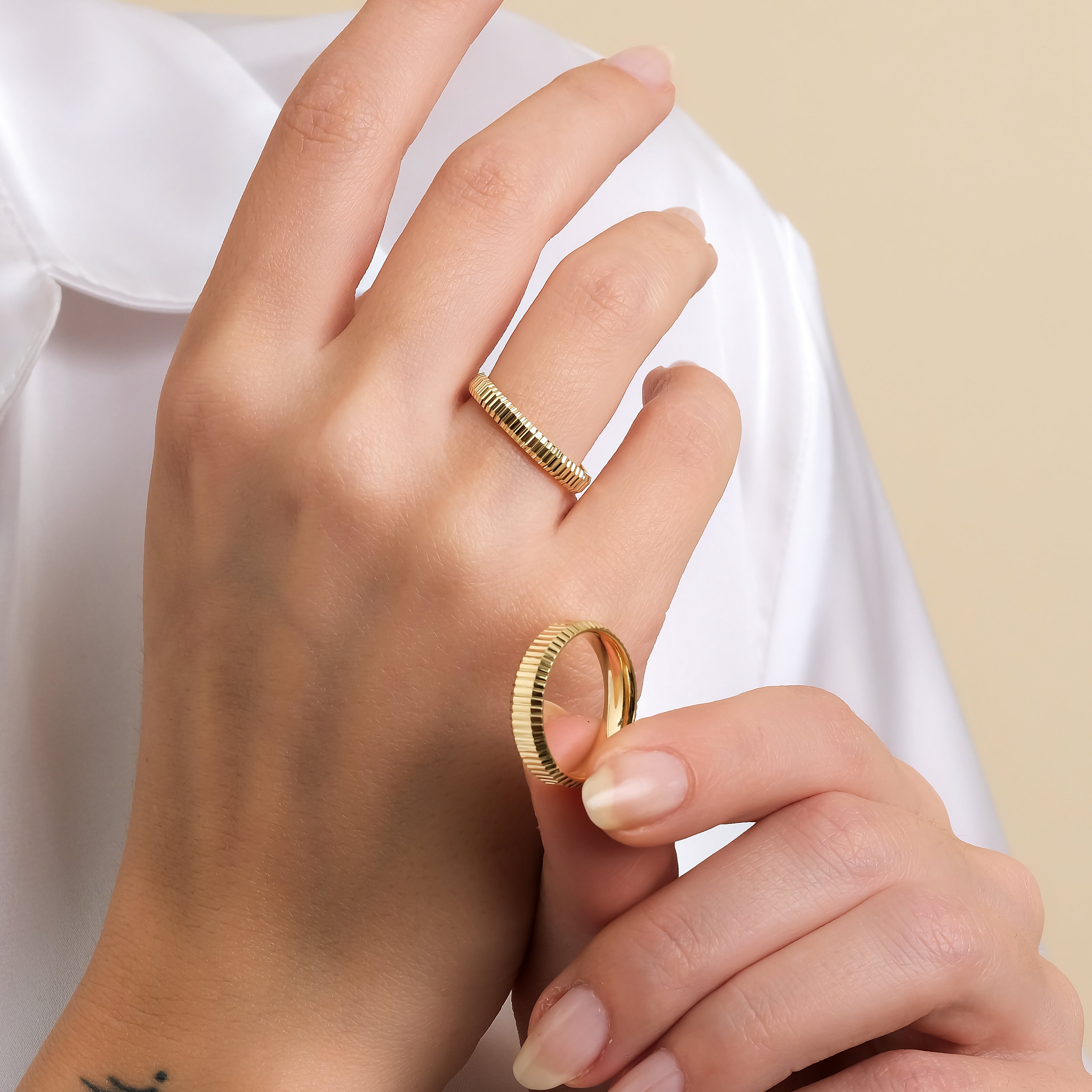 3 mm & 5 mm Çift Sarı Altın Bombeli Alyans - RNF1054 | Alyans | Ronaff Pırlanta | Tektaş Yüzük, Pırlanta Yüzük, Kolye, Küpe