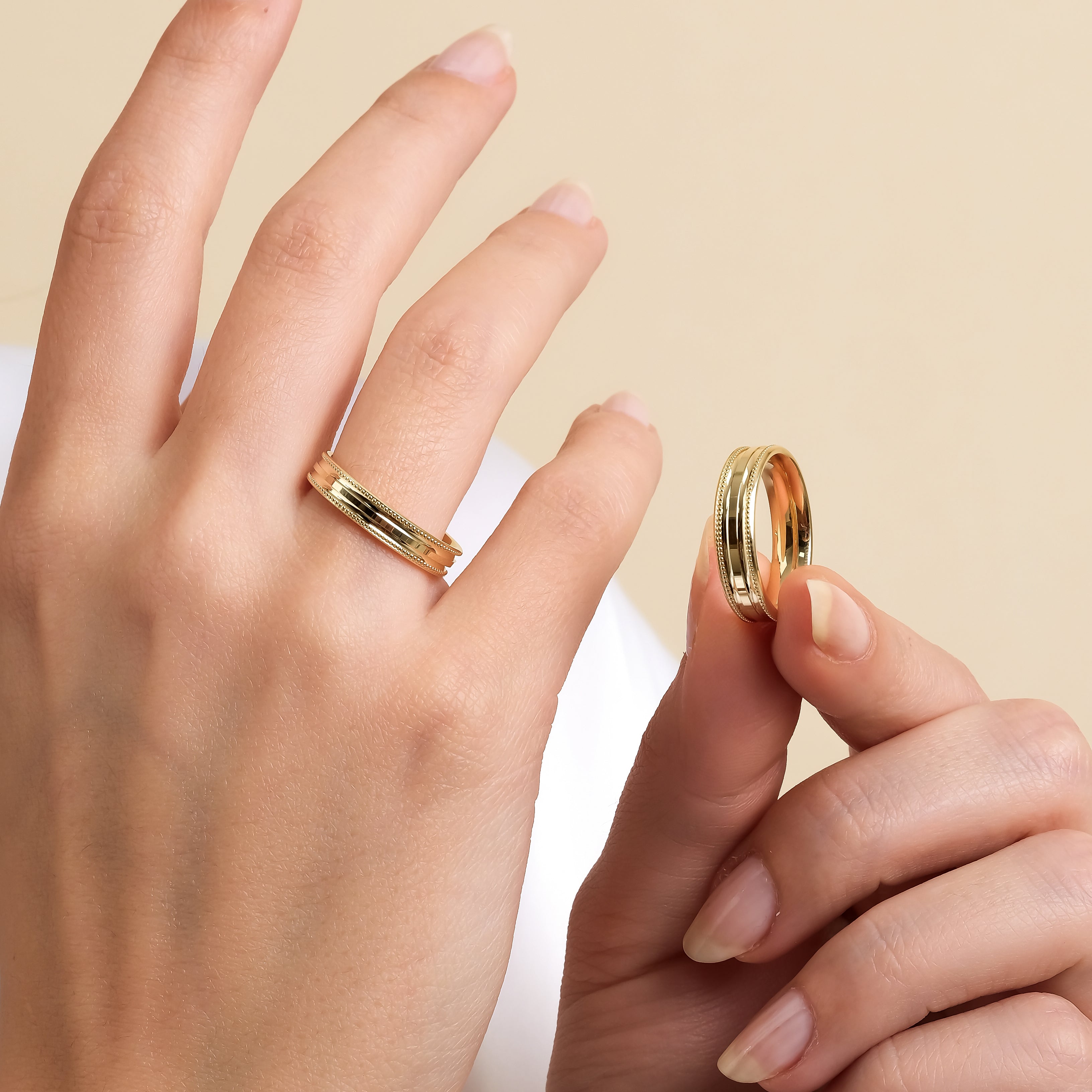 3 mm & 5 mm Sarı Altın Bombeli Çift Alyans - RNF1047 | Alyans | Ronaff Pırlanta | Tektaş Yüzük, Pırlanta Yüzük, Kolye, Küpe