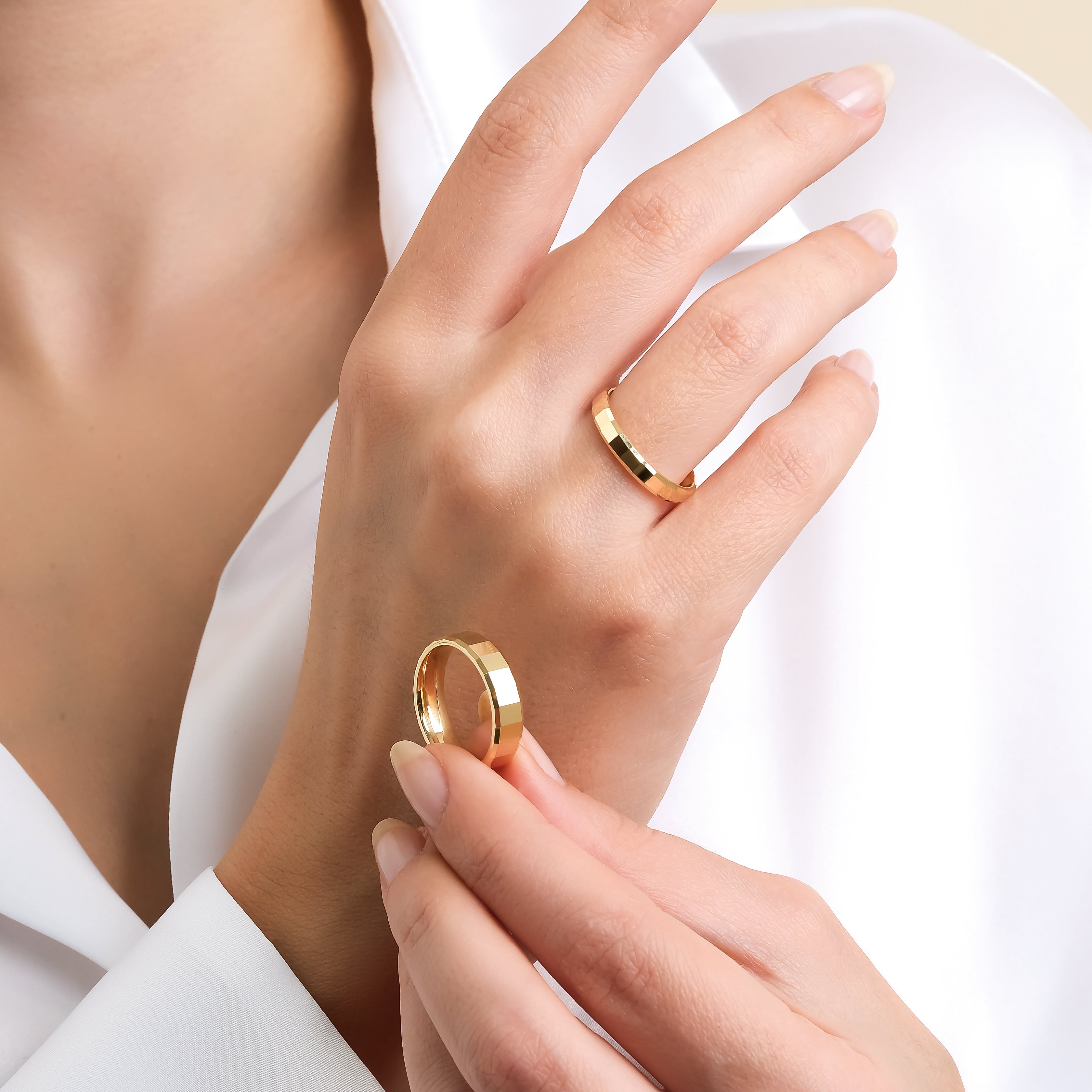 3 mm & 4 mm Çift Sarı Altın Düz Alyans - RNF1048 | Alyans | Ronaff Pırlanta | Tektaş Yüzük, Pırlanta Yüzük, Kolye, Küpe