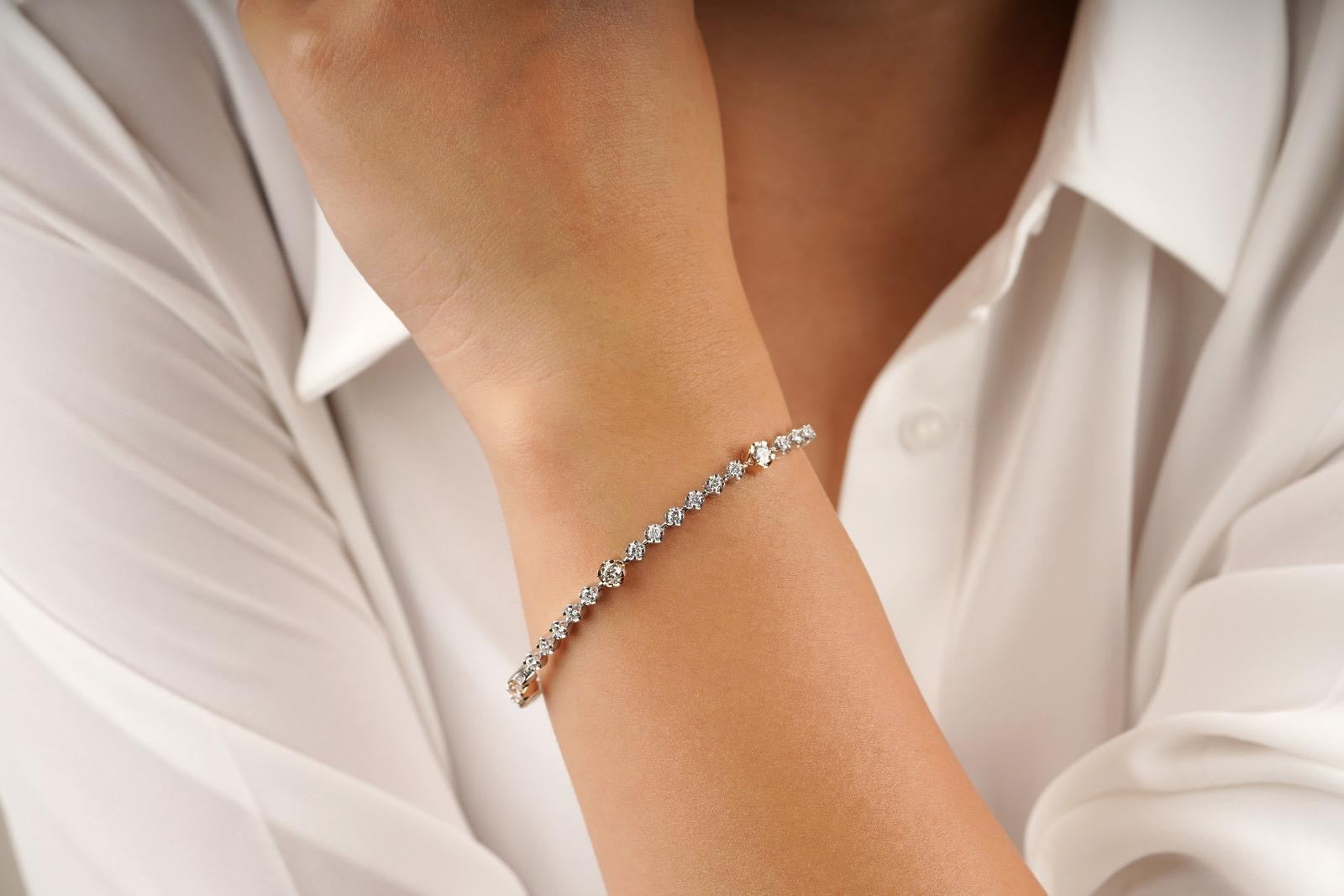 4.00 Karat Yuvarlak Kesim Pırlanta Tasarım Bileklik-RNF1100 | Pırlanta Bileklik | Ronaff Pırlanta | Tektaş Yüzük, Pırlanta Yüzük, Kolye, Küpe