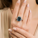 5.20 Karat London Blue Topaz & 1.20 Karat Pırlantalı Yüzük-RNF1349 | Renkli Taşlı Yüzükler | Ronaff Pırlanta | Tektaş Yüzük, Pırlanta Yüzük, Kolye, Küpe