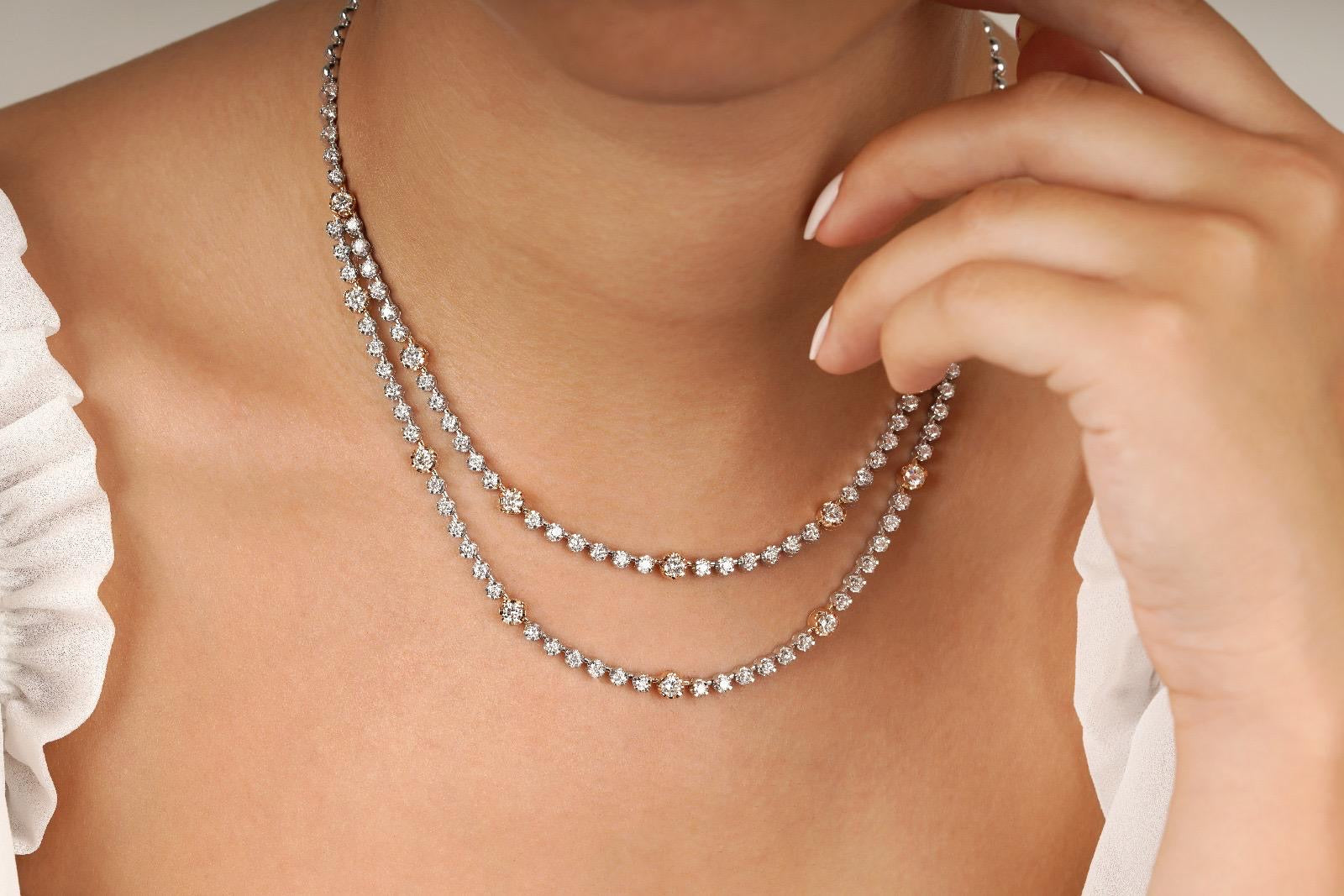 7.00 Karat Yuvarlak Kesim Pırlantalı Özel Tasarım Gerdanlık-RNF01099 | Gerdanlık | Ronaff Pırlanta | Tektaş Yüzük, Pırlanta Yüzük, Kolye, Küpe