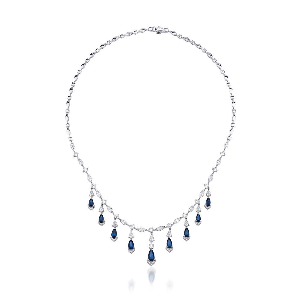 7.20 Karat Safir & 6.80 Karat Pırlanta Özel Tasarım Gerdanlık - RNF0959 | Gerdanlık | Ronaff Pırlanta | Tektaş Yüzük, Pırlanta Yüzük, Kolye, Küpe