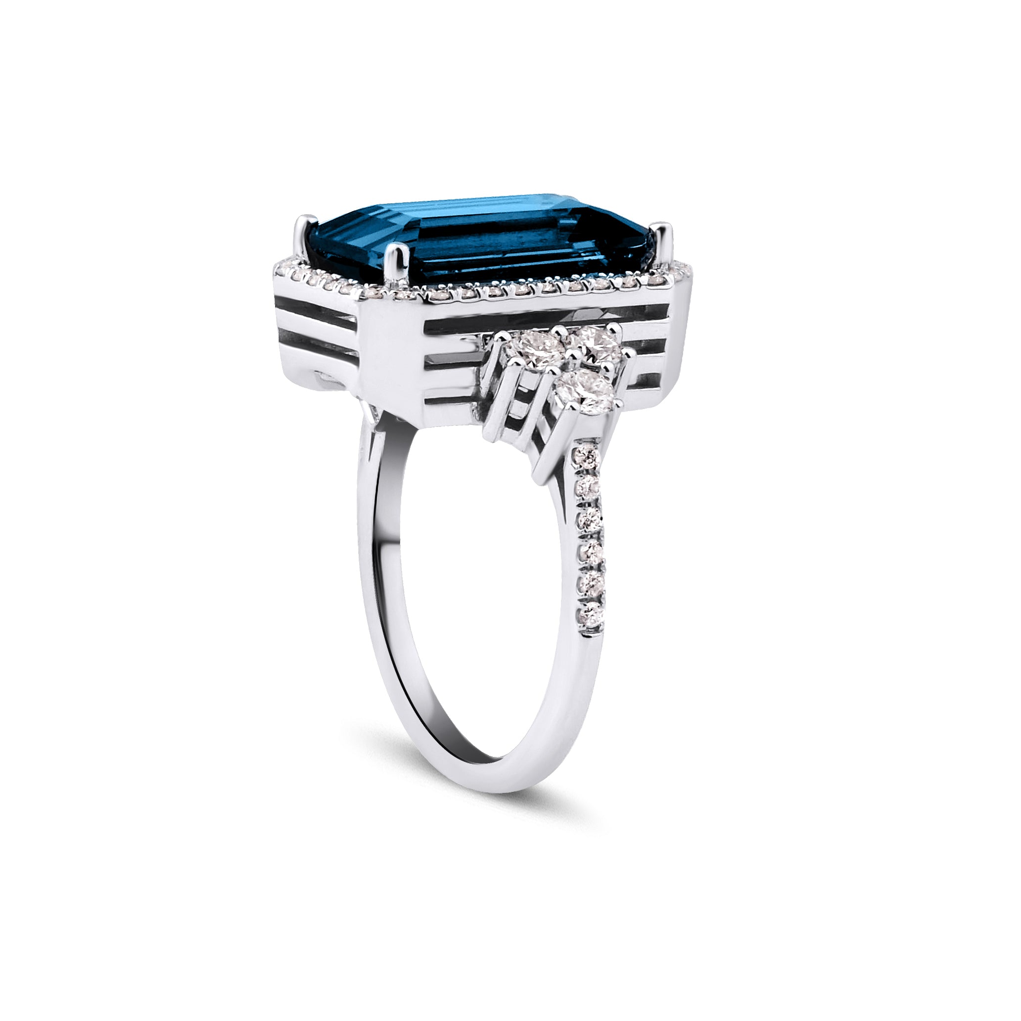 5.20 Karat London Blue Topaz & 1.20 Karat Pırlantalı Yüzük-RNF1349 | Renkli Taşlı Yüzükler | Ronaff Pırlanta | Tektaş Yüzük, Pırlanta Yüzük, Kolye, Küpe