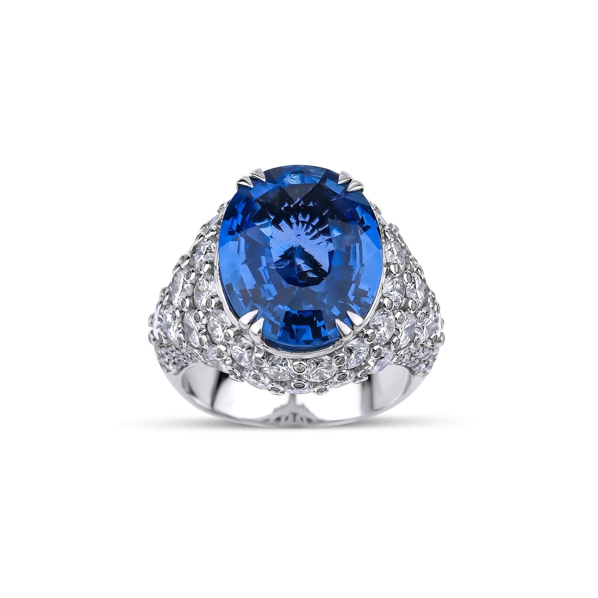 8.66 Karat Oval Safir & 4.54 Karat Yuvarlak Pırlanta Özel Tasarım Yüzük - RNF0967 | Renkli Taşlı Yüzükler | Ronaff Pırlanta | Tektaş Yüzük, Pırlanta Yüzük, Kolye, Küpe