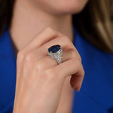 8.66 Karat Oval Safir & 4.54 Karat Yuvarlak Pırlanta Özel Tasarım Yüzük - RNF0967 | Renkli Taşlı Yüzükler | Ronaff Pırlanta | Tektaş Yüzük, Pırlanta Yüzük, Kolye, Küpe