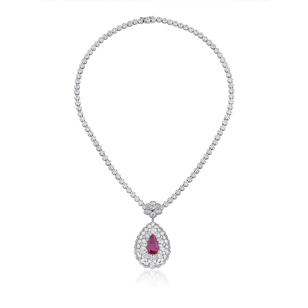 9.44 Karat Yakut & 6.96 Karat Pırlanta Özel Tasarım Gerdanlık - RNF0960 | Gerdanlık | Ronaff Pırlanta | Tektaş Yüzük, Pırlanta Yüzük, Kolye, Küpe